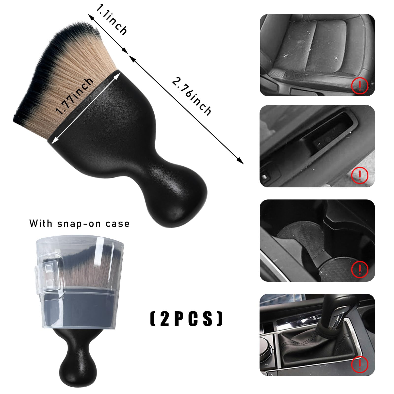 2PCS Car Dust Brush - Soft Scratch-Free Auto Detailing for Dashboard & Vents | Home & Office Use