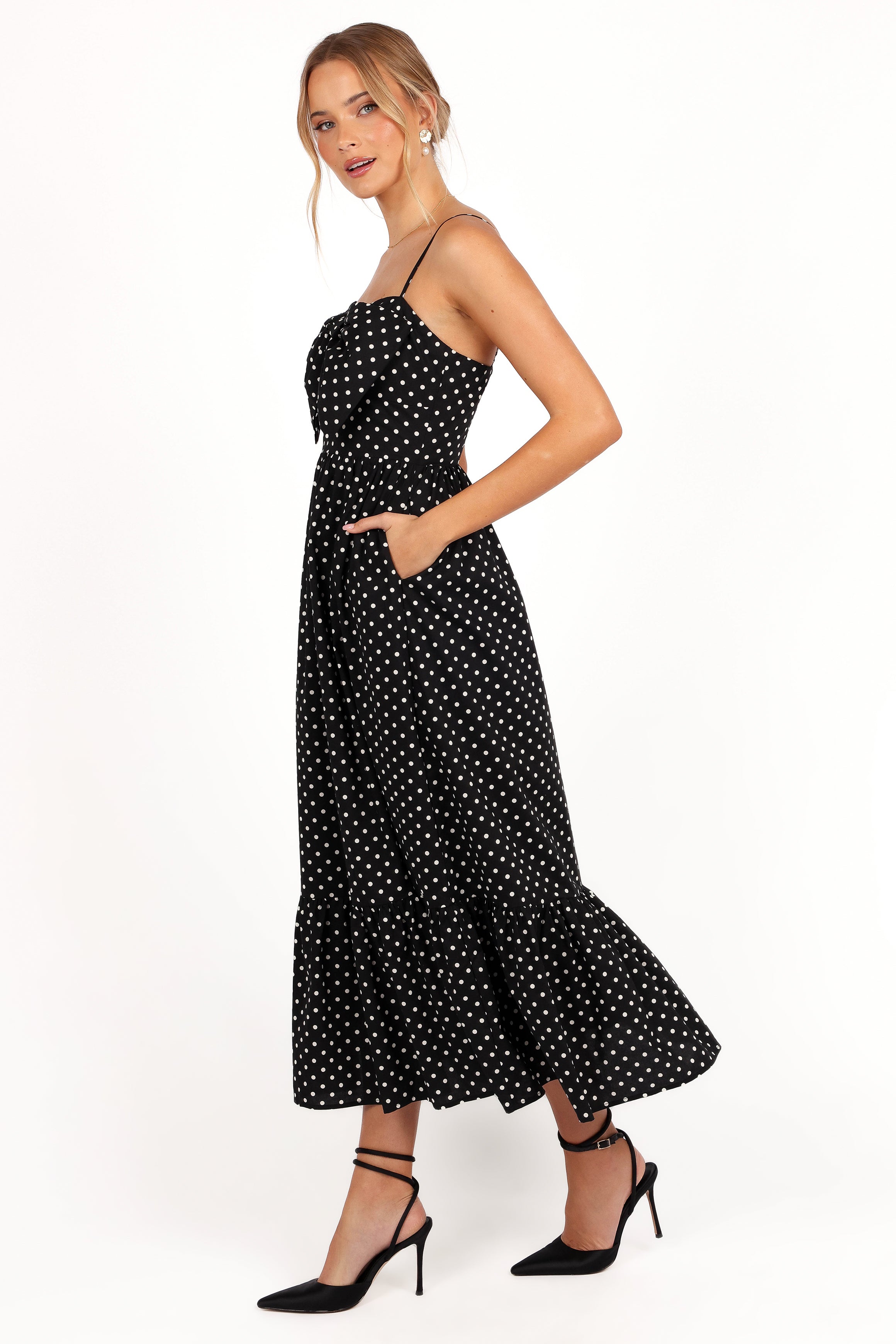 Hailee Maxi Dress - Black Polka Dot Floral Summer Dress for Women | Beach Wedding Party & Vacation Outfit