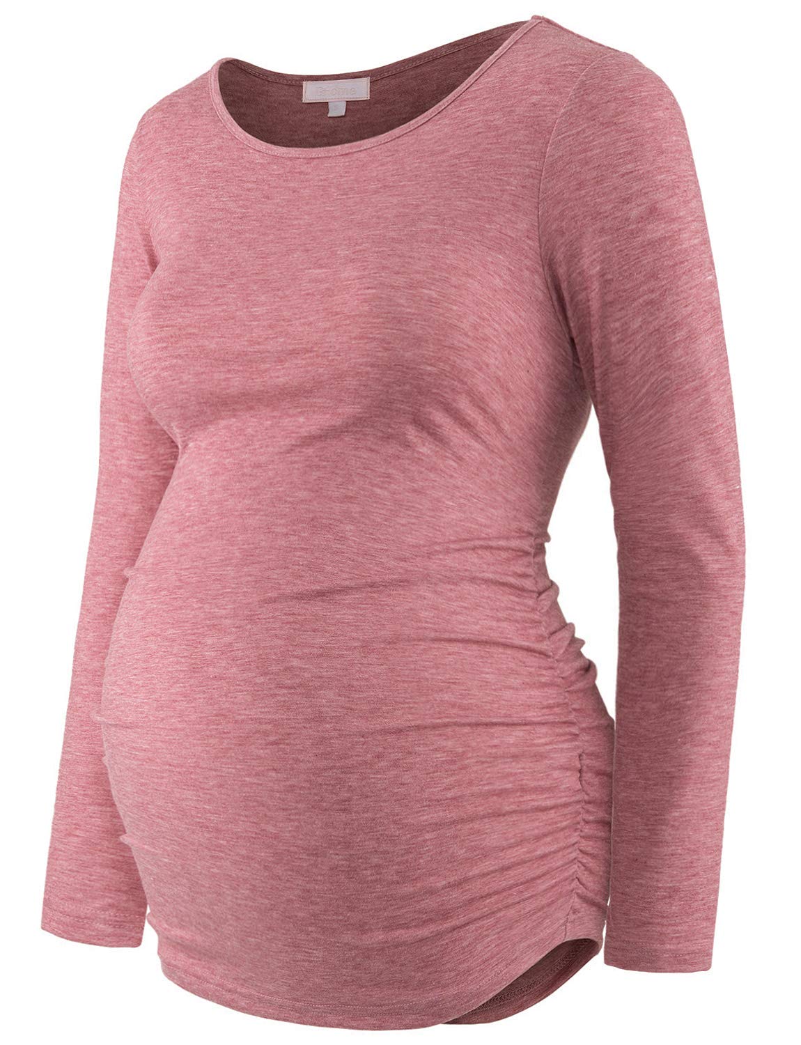 **Maternity Shirt for Women - Long Sleeve Basic Top with Ruch Sides, Bodycon T-Shirt for Pregnant Women | Comfortable & Stylish for Work, Casual Wear & Maternity Photos**