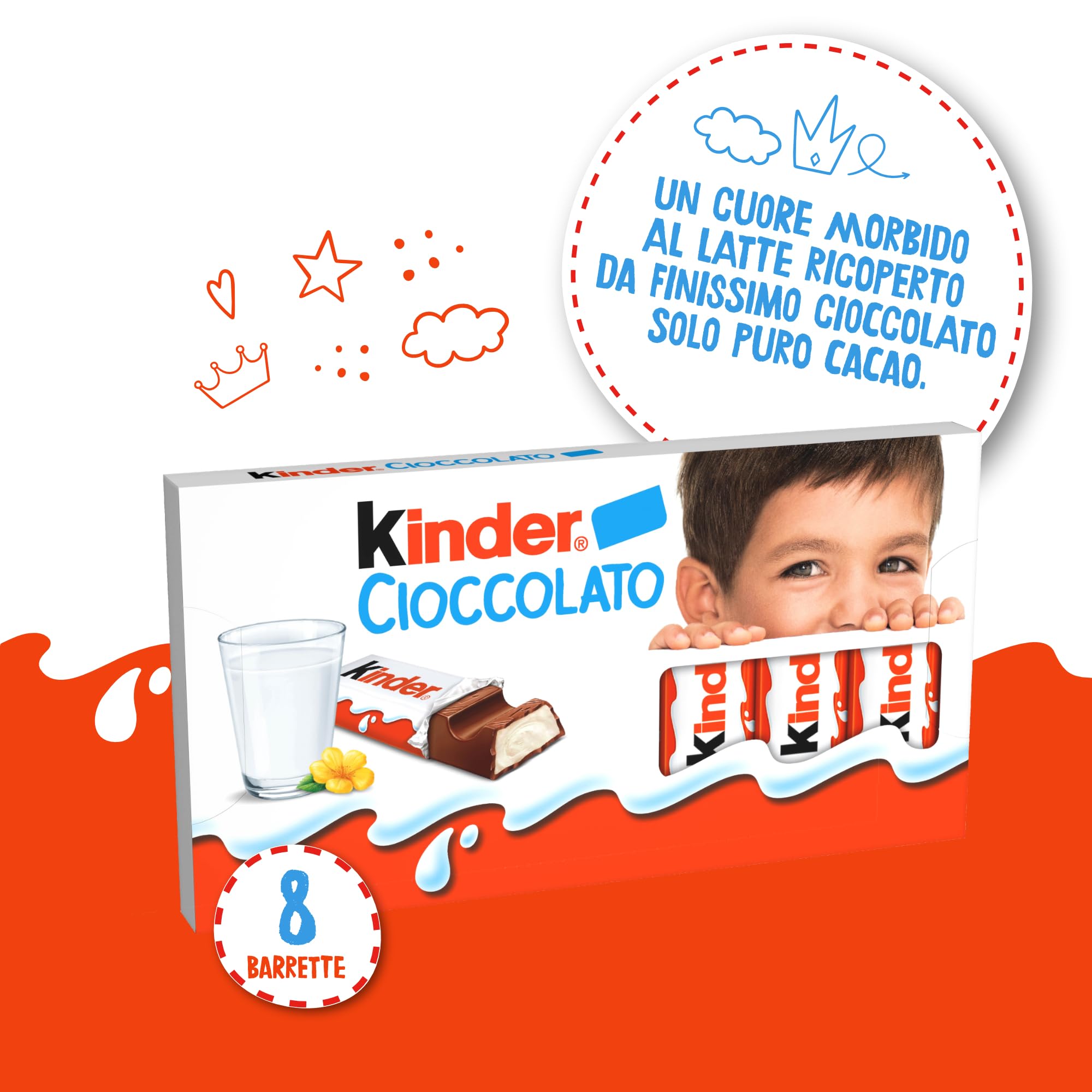 Kinder Chocolate Bar 100g - Delicious Italian Milk Chocolate Treat for Kids & Adults - Perfect for Snacking, Lunchboxes, and Party Favors