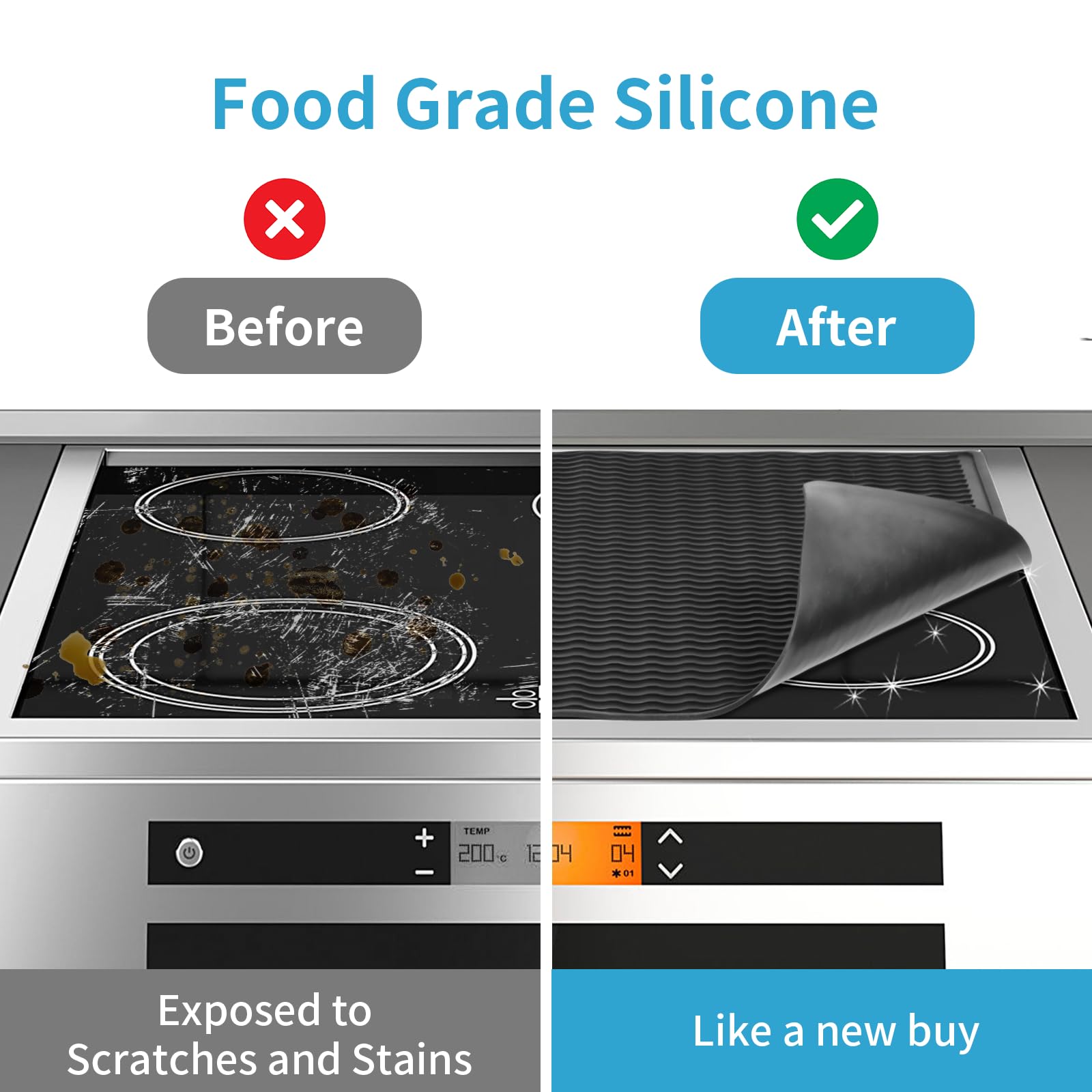 **OTraki 28 x 20 Inch Silicone Stove Top Cover – Heat-Resistant Electric & Induction Cooktop Mat, Washable Kitchen Counter Protector – Perfect for Cooking, Dish Drying & Countertop Protection**