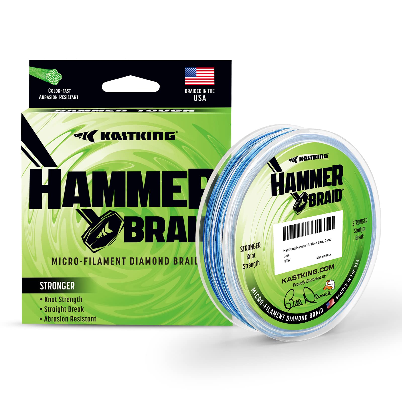 KastKing Hammer Braid Fishing Line - Ultra-Thin Abrasion Resistant Braided Superline for Bass, Saltwater & Freshwater Fishing | Zero Stretch, Tighter Diamond Weave, Colorfast | Made in USA | Bill Dance Endorsed | Ideal for Casting, Trolling & Heavy Cover