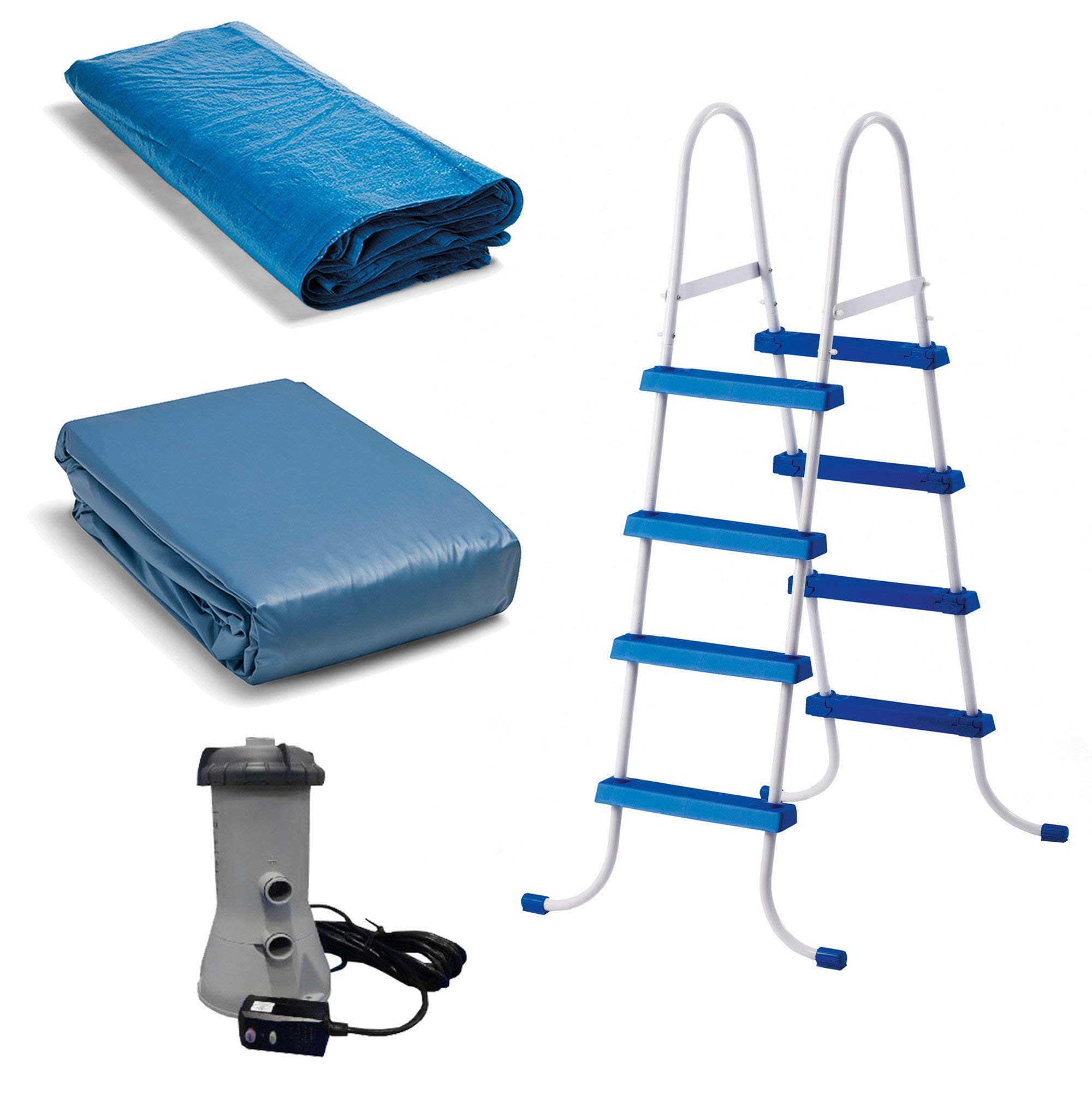 Intex Above Ground Swimming Pool Set with Ladder, Pump & 15' Pool Cover - Perfect for Backyard Summer Fun, Family Gatherings & Outdoor Relaxation