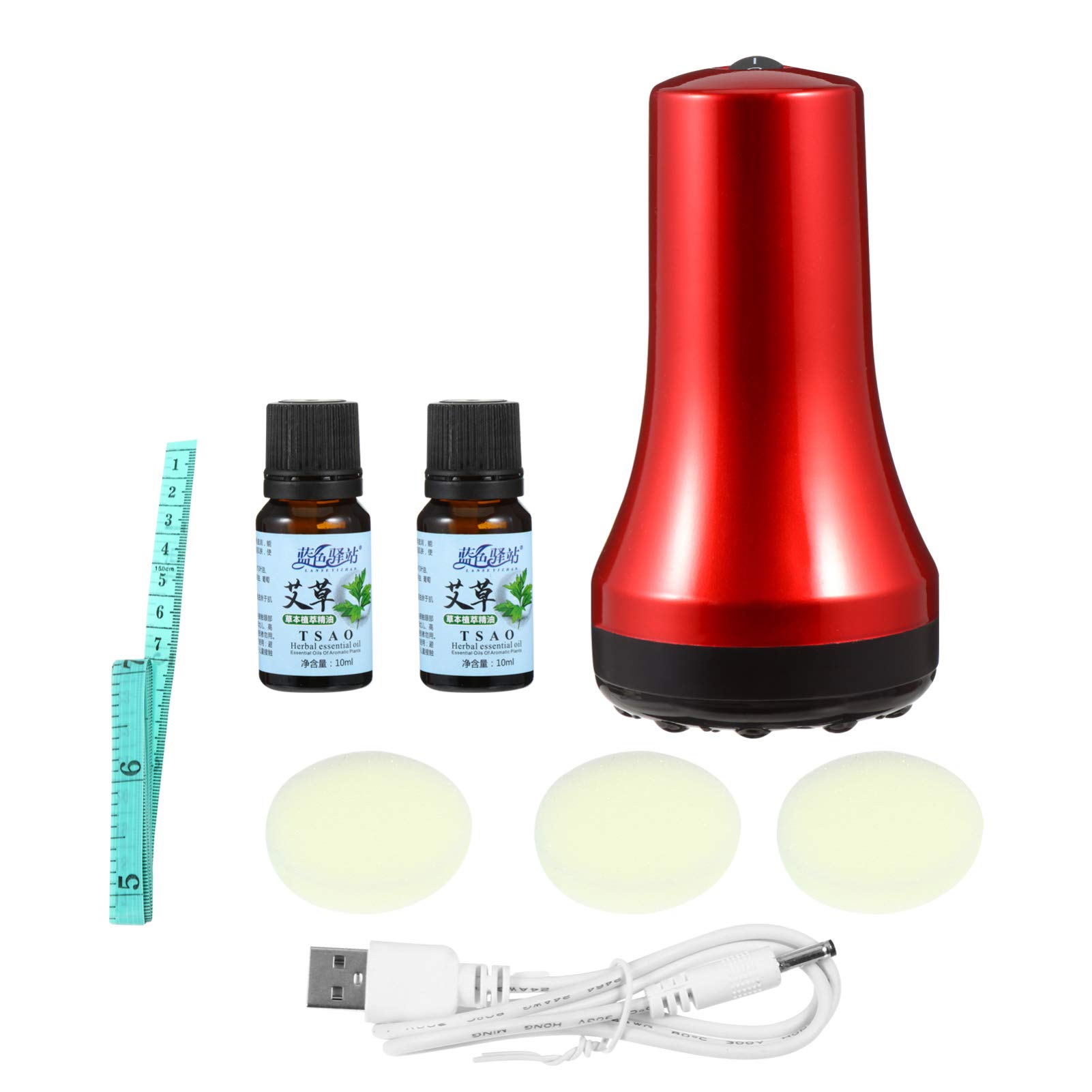 DOITOOL Rechargeable Electric Gua Sha Massager with 2 Bottles Wormwood Essential Oil - Pain Relief & Body Relaxation Therapy - Portable Cupping Massage Device for Back, Neck & Shoulder Pain - Perfect for Home Spa & Self-Care Routine