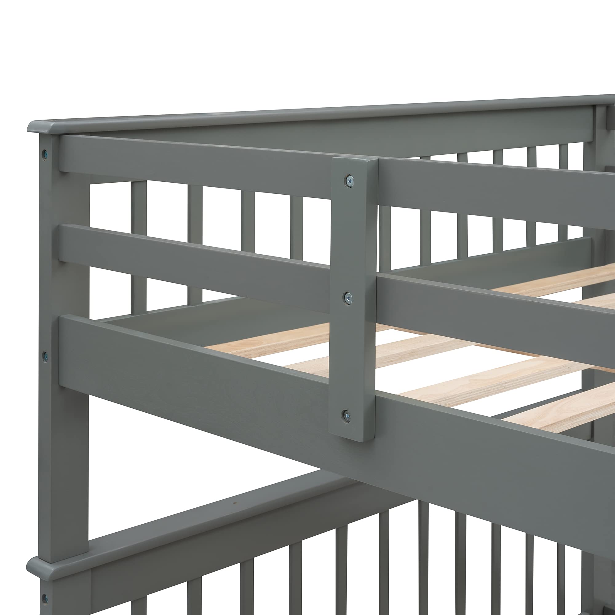 Harper & Bright Designs Full Over Full Bunk Bed with Trundle, Storage Shelf & Stairs - Sturdy Wood Frame with Safety Guard Rail for Kids, Teens & Adults (Gray) - Perfect for Small Bedrooms, Guest Rooms & Vacation Homes