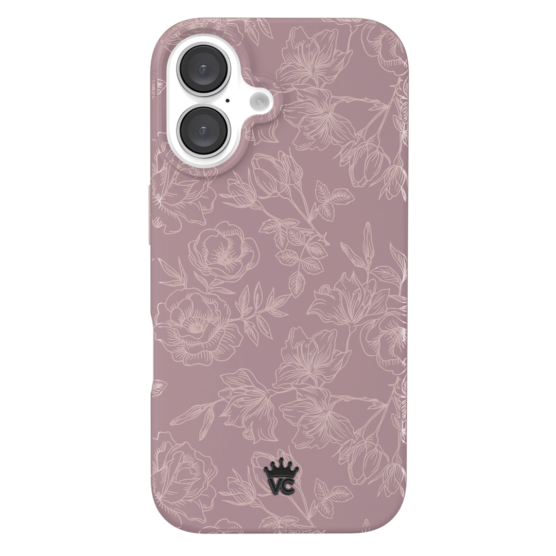 Dusty Rose Chrome Floral iPhone Case - Elegant Protective Cover for iPhone 13/14/15 Pro Max - Perfect for Everyday Use, Travel & Gift Giving