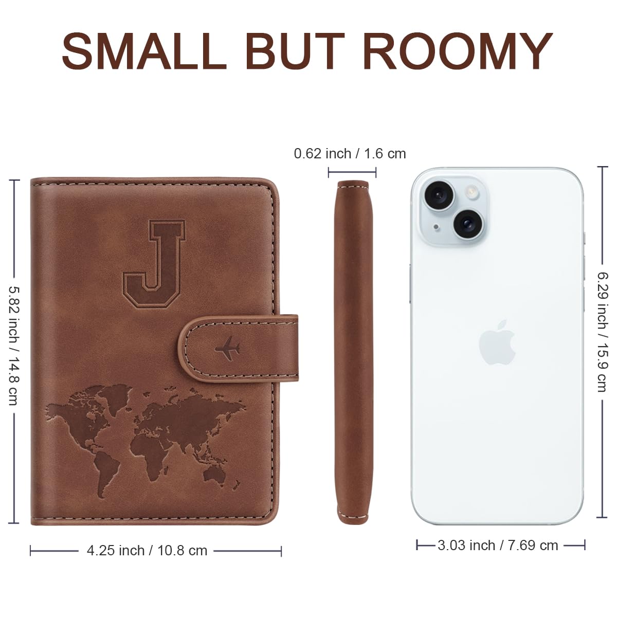 Personalized RFID Blocking Passport Holder Wallet Cover - Letter A-Z Monogram Travel Wallet Case for Women & Men (Brown) - Perfect for Air Travel, International Trips & Document Protection