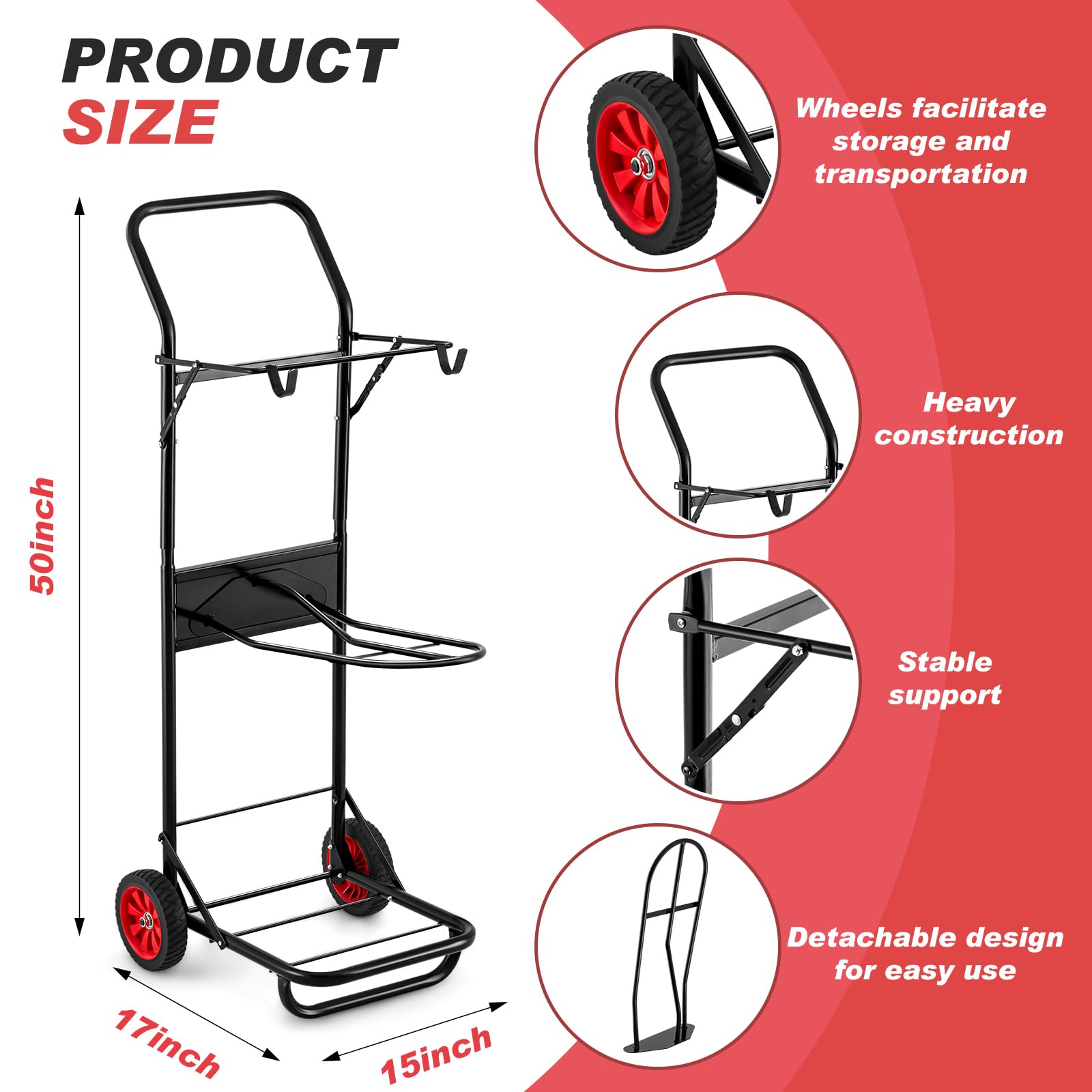 Heavy Duty Foldable Horse Saddle Cart with Wheels - 50