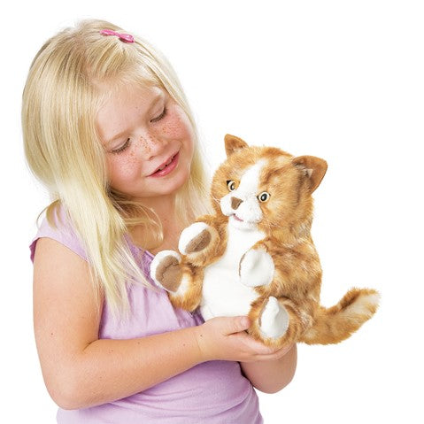 Folkmanis Orange Tabby Kitten Hand Puppet - Realistic Cat Toy for Storytelling, Education & Playtime Fun