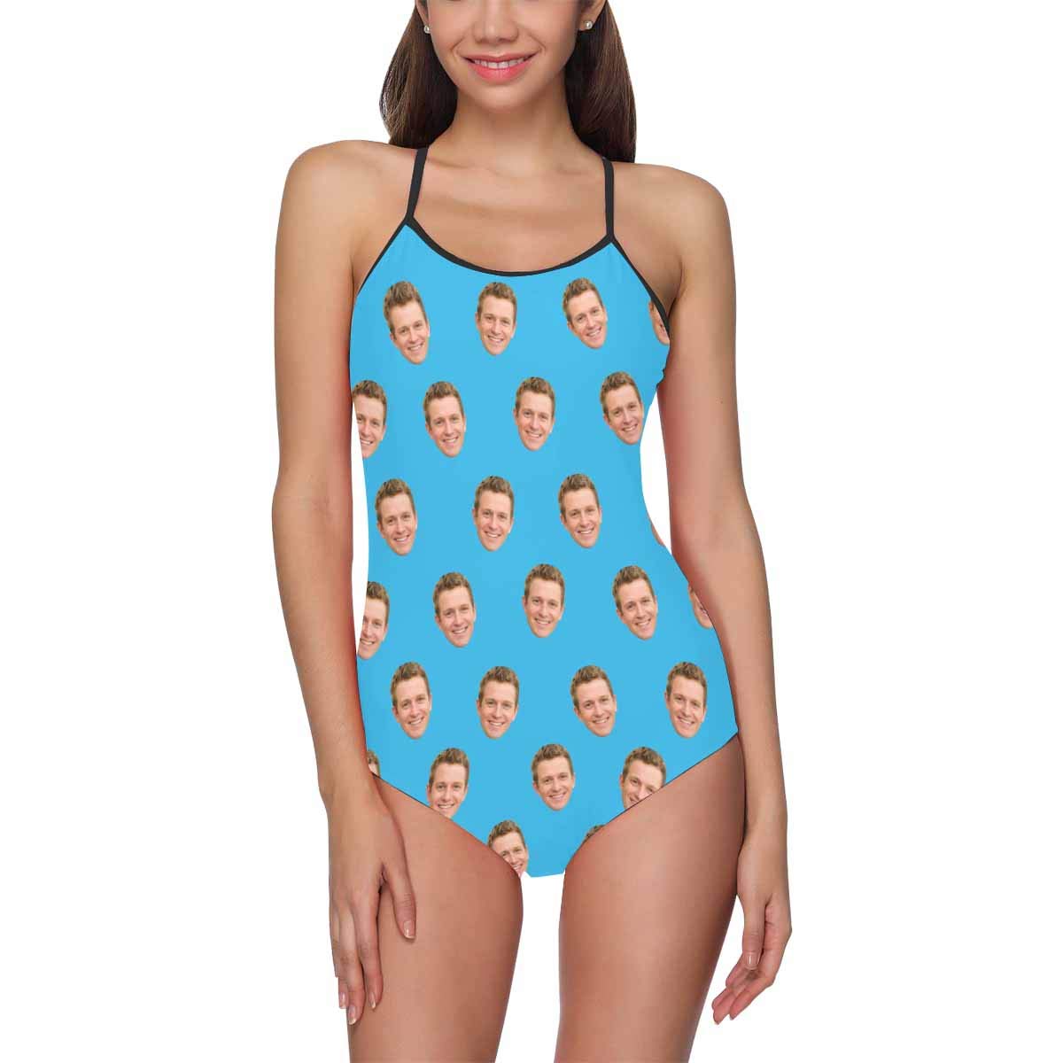 Custom Funny Face Women's One Piece Swimwear - Personalized Multi-Face Bathing Suit for Beach, Pool & Summer Vacations | Unique Swimwear Gift for Women