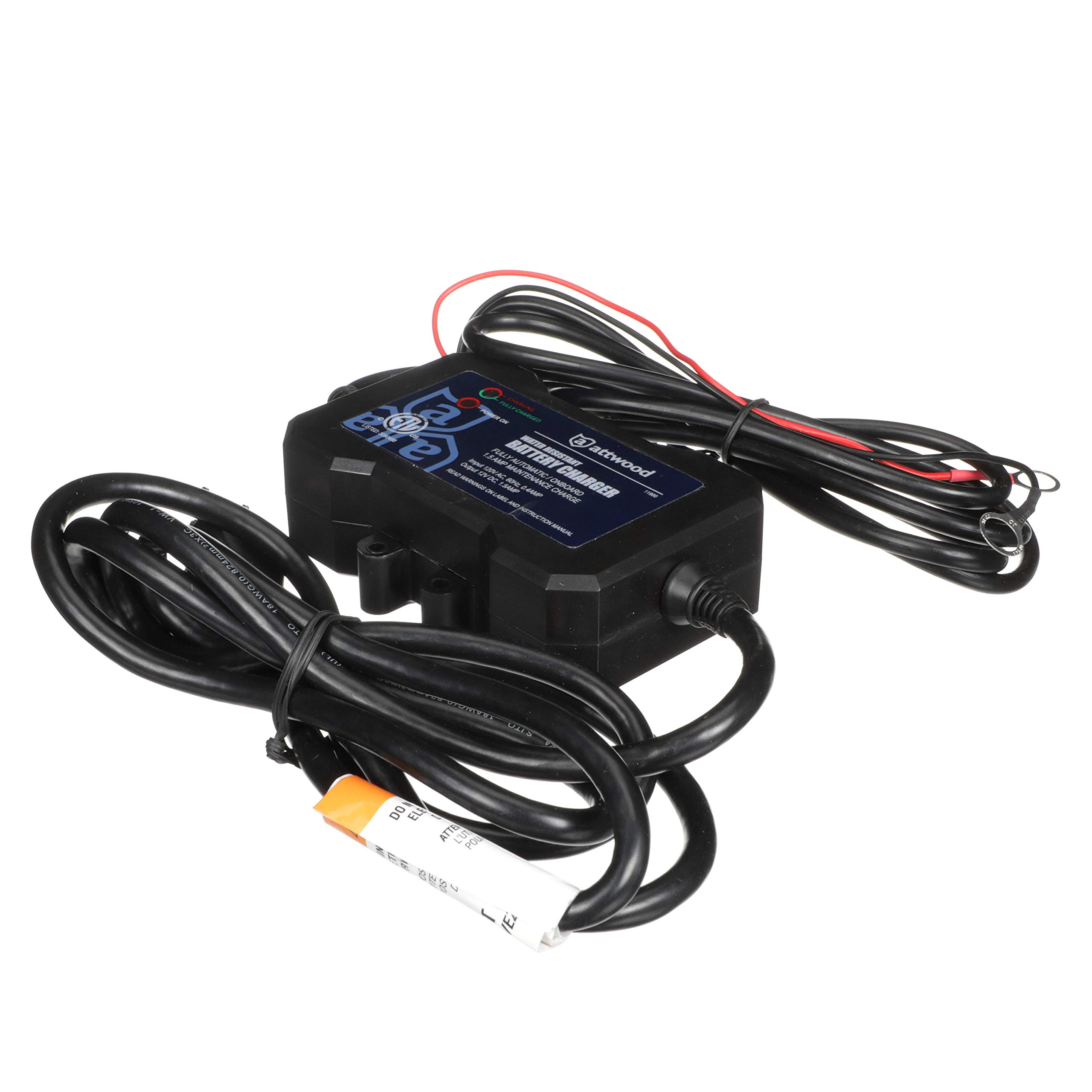 Attwood 11900-4 1.5 AMP Marine Battery Charger - Waterproof & Durable for Boats, RVs, and Outdoor Power Needs - Black