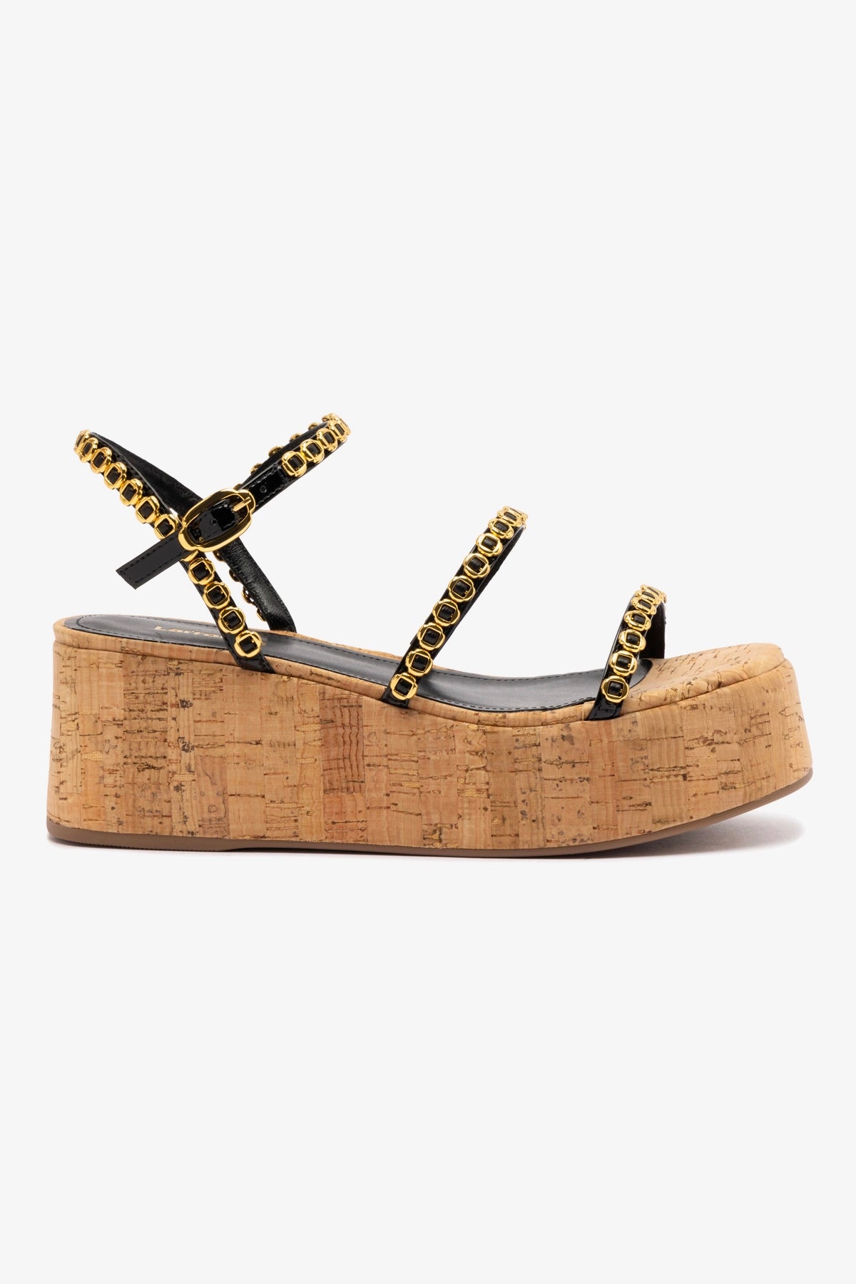 Gio Milanina Black Patent Leather & Natural Cork Flatform Sandals - Stylish Comfort for Casual Outings & Summer Vacations