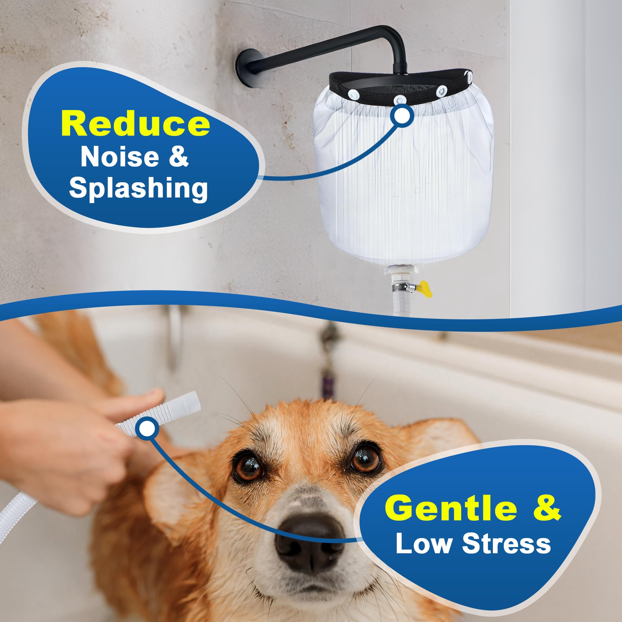 Saillong 6.6ft Handheld Shower Hose - Extra Long Portable Sprayer for Dog Bath & Shower (White)