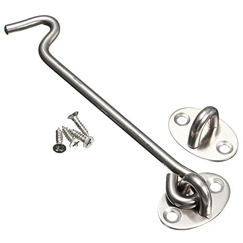 Heavy Duty Stainless Steel Cabin Hook - 14 Inch Solid Thickened Lock Hook and Eye Latch for Doors, Windows, Bathrooms | Secure Sliding Doors, Screen Doors & Cabinets