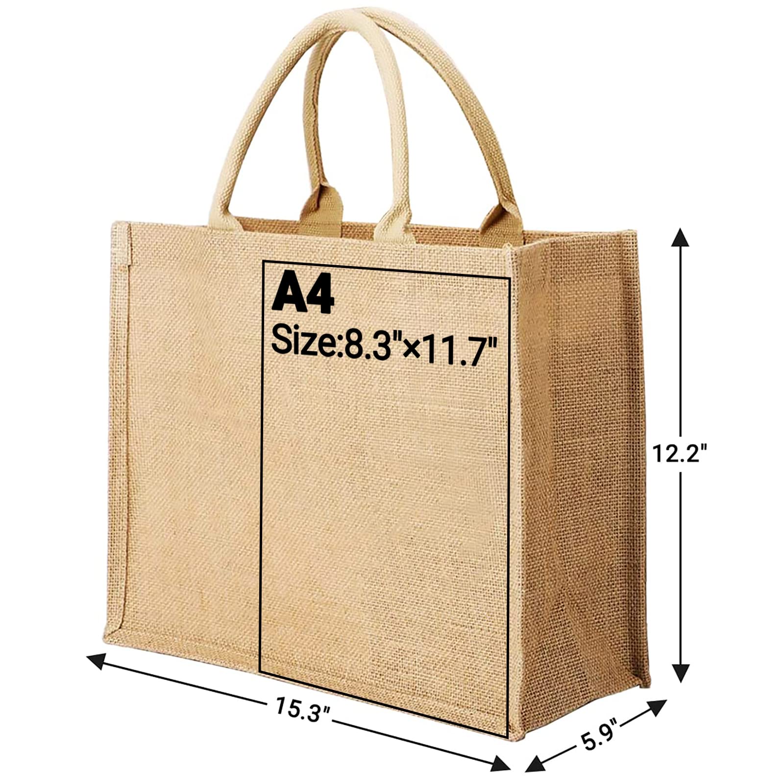 Segarty 6 Pack Large Reusable Jute Tote Bags with Handles - Eco-Friendly Burlap Canvas Grocery Shopping Bags for Women, Bridesmaid Wedding Favors, Beach Trips & Bachelorette Parties | Perfect for Farmers Market, DIY Crafts & Sustainable Lifestyle