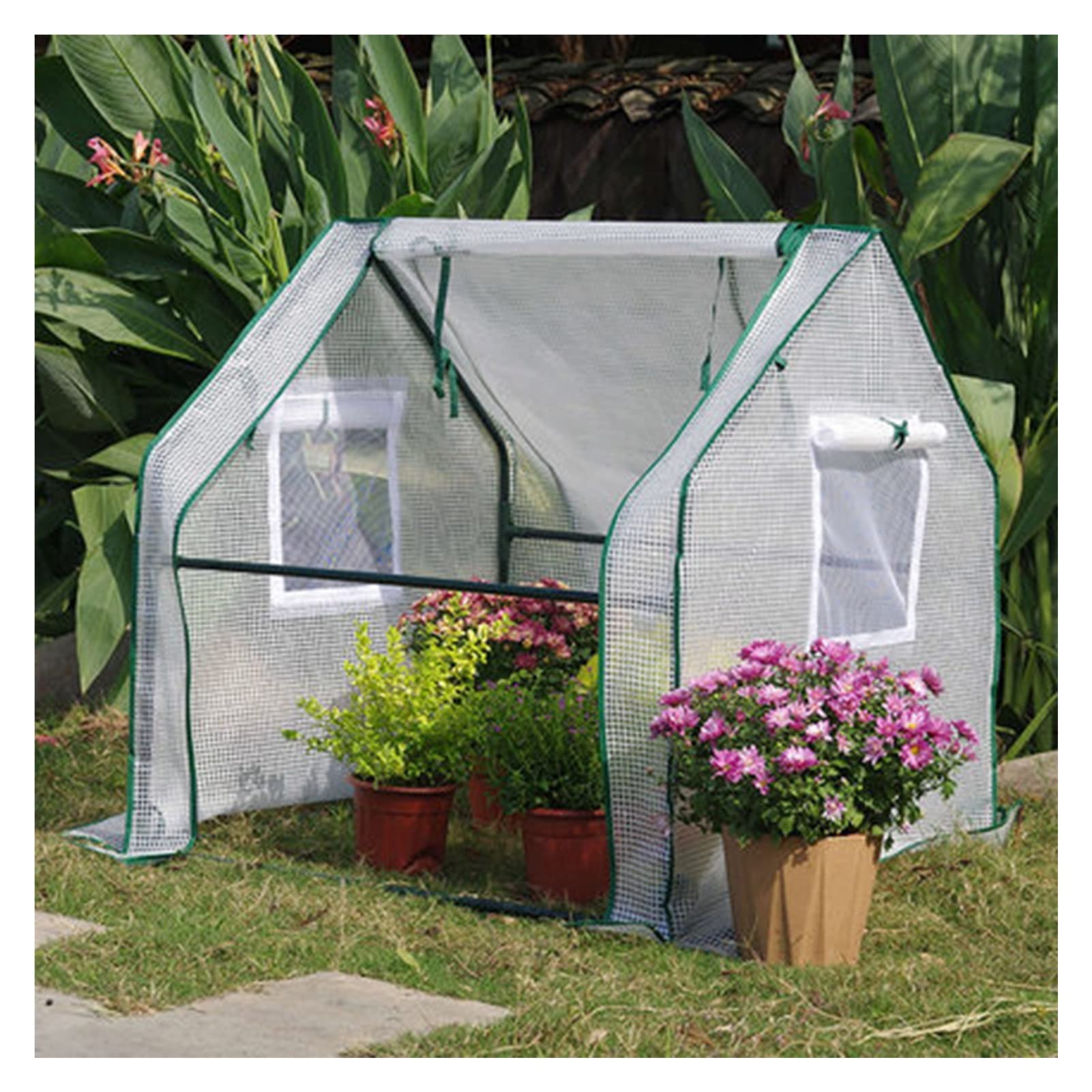 LIALIANG 90x90x90cm Portable Greenhouse Tent with Zipper Opening - Winter Plant Protection Cover for Indoor & Outdoor Gardening - Perfect for Seed Starting, Plant Shelter, and Winter Frost Protection (White)
