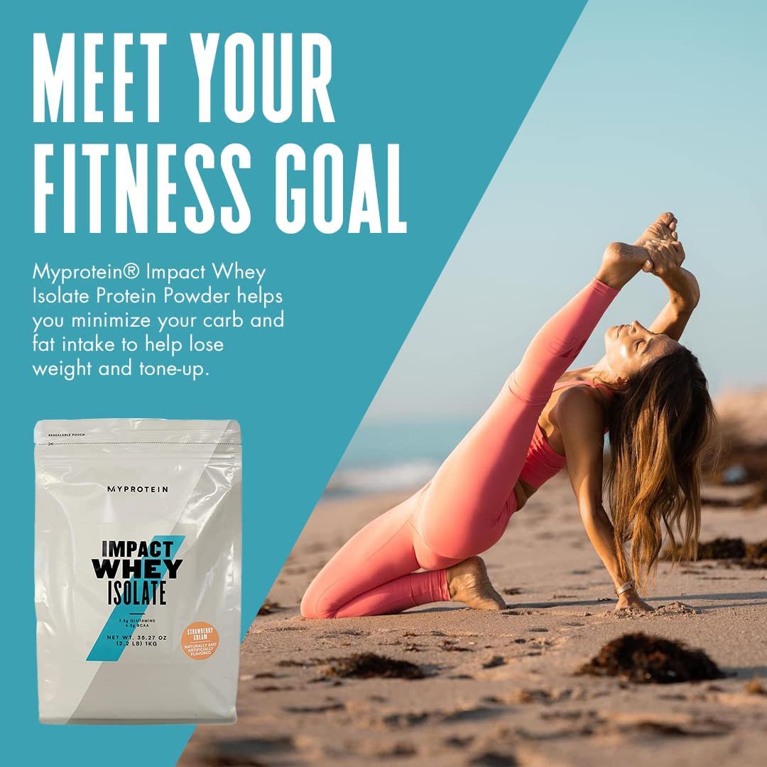 MyProtein Impact Whey Isolate Protein Powder - 2.2lb (1kg) Strawberry Flavor | High Protein Low Carb Supplement for Muscle Recovery & Workout | Perfect for Post-Workout Shakes & Smoothies