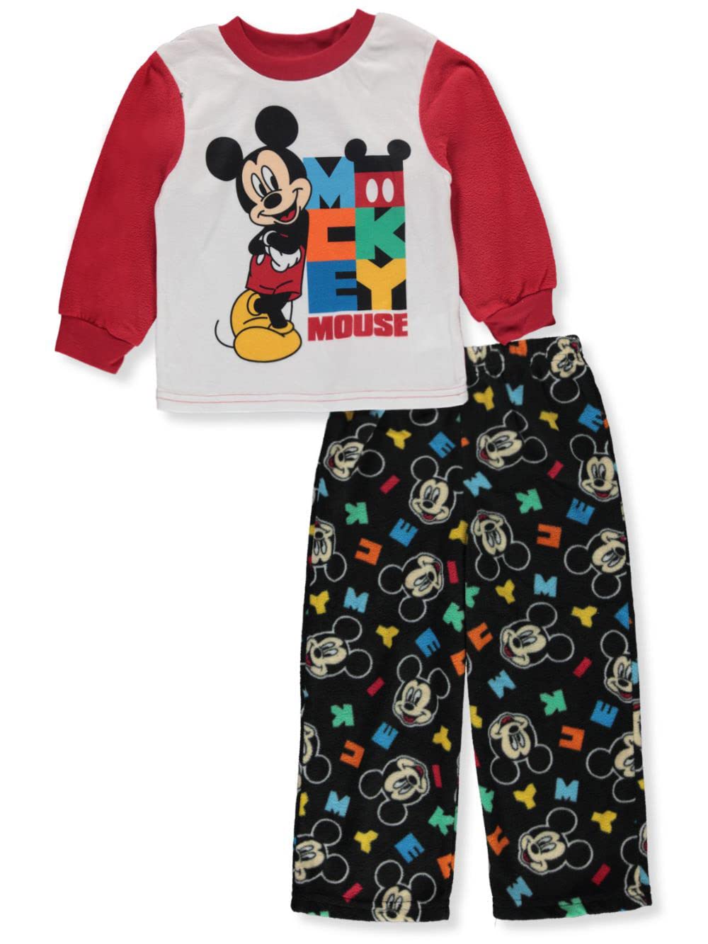 Disney Boys' Mickey Mouse Pajama Set - Soft Cotton Sleepwear for Kids, 2-Piece Pajamas with Short Sleeve Top & Pants - Perfect for Bedtime, Lounging & Sleepovers