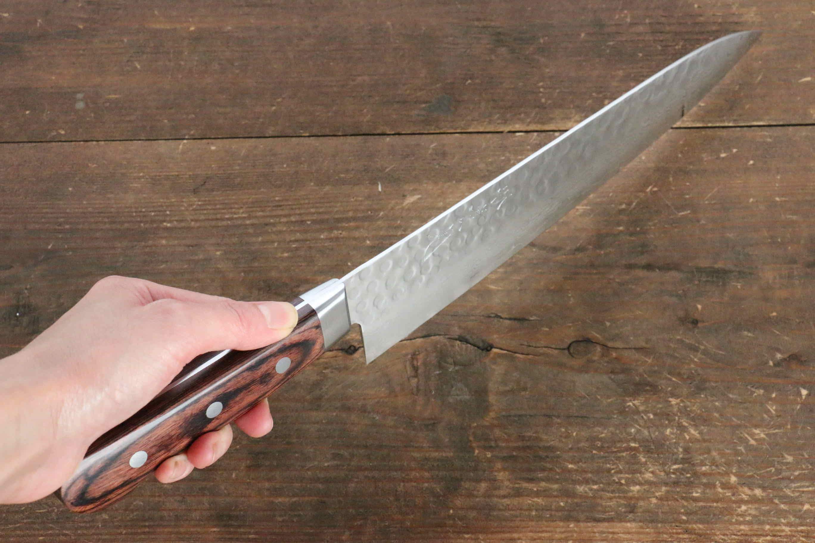 Premium Jikko VG10 17-Layer Damascus Gyuto Chef Knife 240mm - Japanese High Carbon Stainless Steel Blade with Mahogany Handle - Perfect for Sushi, Meat Slicing & Professional Kitchen Use