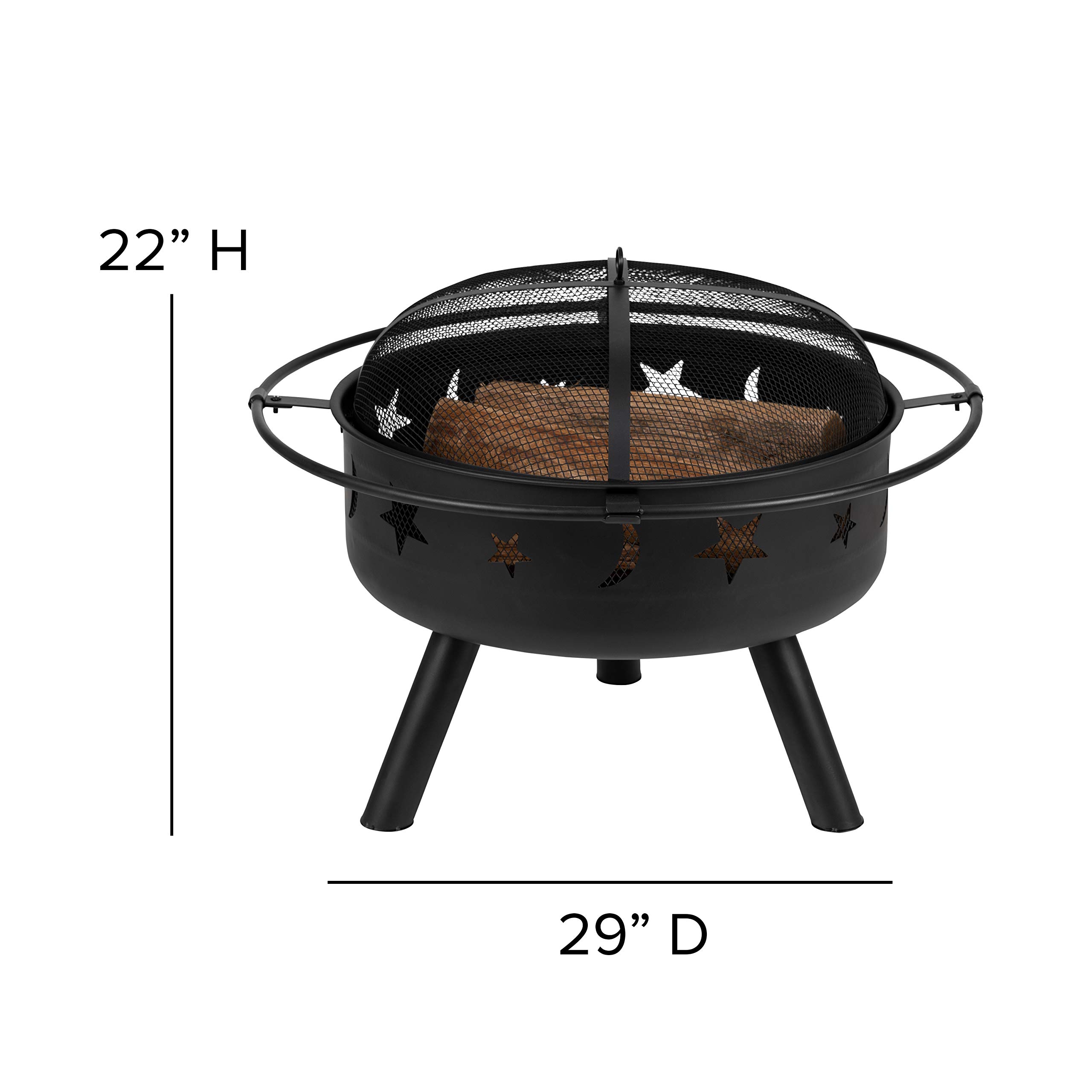 **EMMA + OLIVER Campfire Set - 2 Red Poly Resin Adirondack Chairs & 29