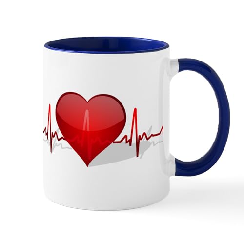 White/Navy Inside - Heart Beat Mug
