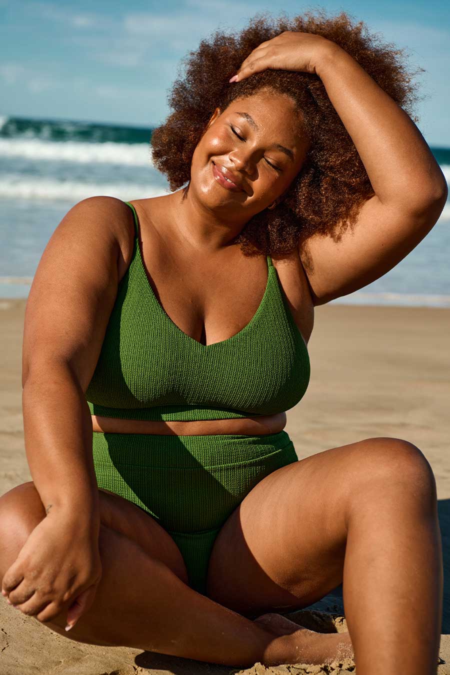 Byron Adjustable Bikini Top - Khaki Texture Swimwear for Women | Perfect for Beach, Pool & Summer Vacations
