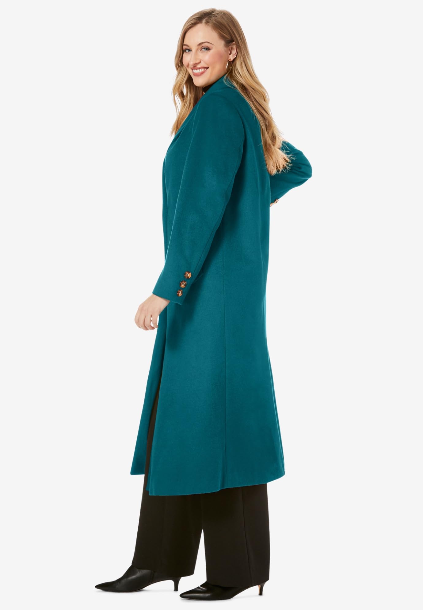 Jessica London Women's Plus Size Long Shawl Collar Wool Coat - Warm Winter Overcoat for Office, Travel & Formal Occasions