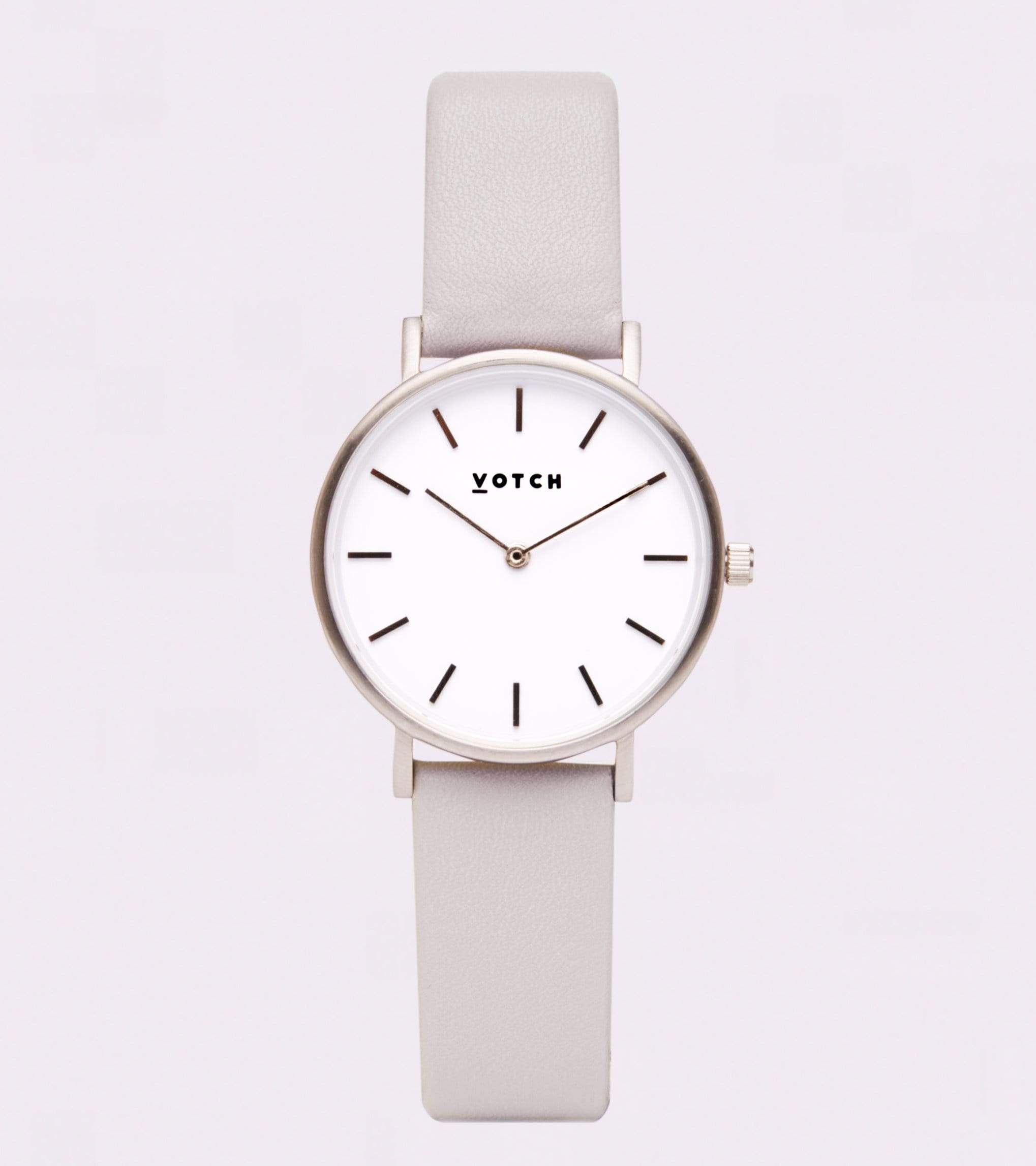 Elegant Petite Watch with Silver & White Dial - Light Grey Vegan Leather Strap for Women | Perfect for Office, Date Night & Everyday Wear