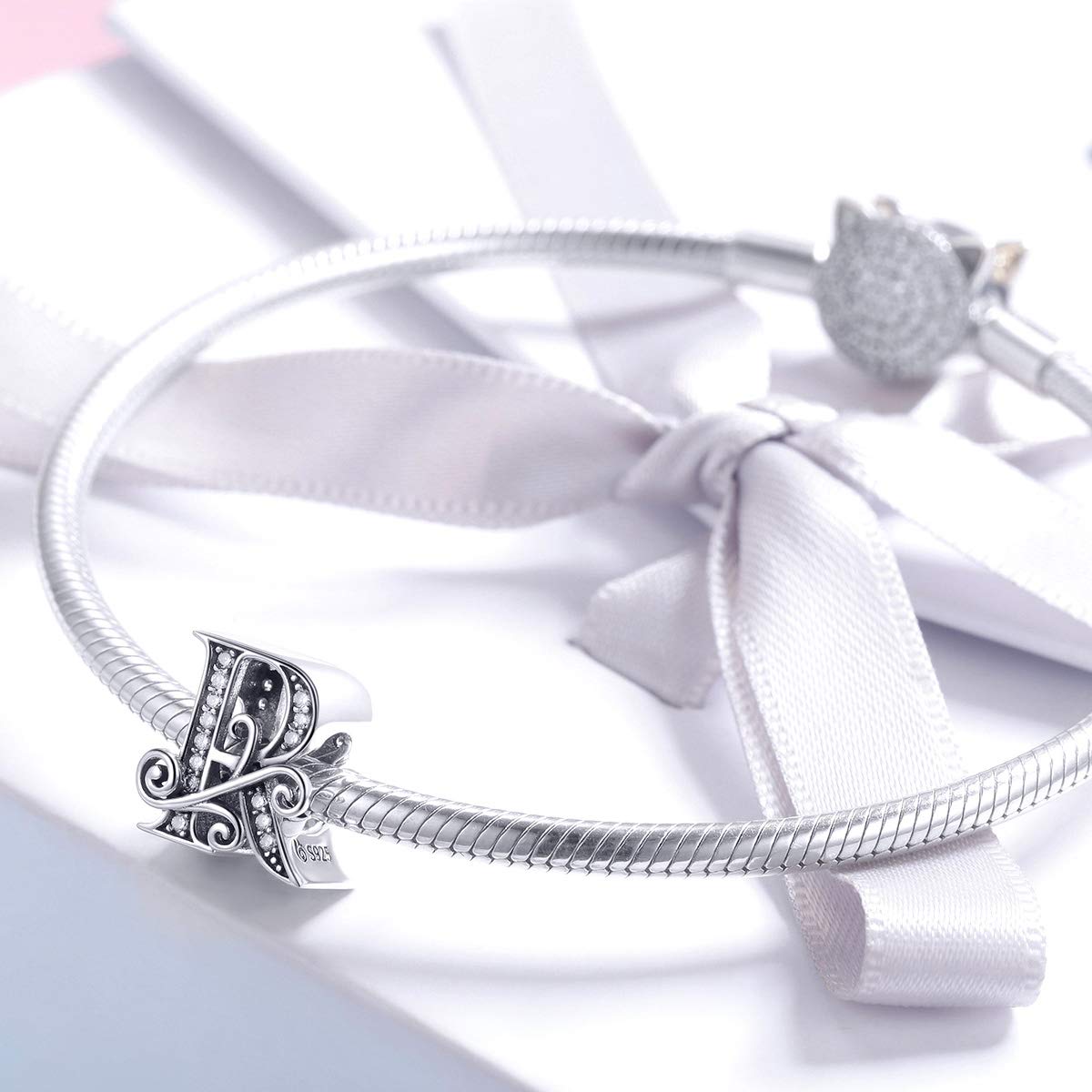 Eternalll Jewelry - 925 Sterling Silver Spacer Beads & Vintage A-Z Alphabet Charms for DIY Bracelets | Women's Beaded Jewelry Making | Perfect for Gifts, Friendship Bracelets & Personalized Jewelry Designs