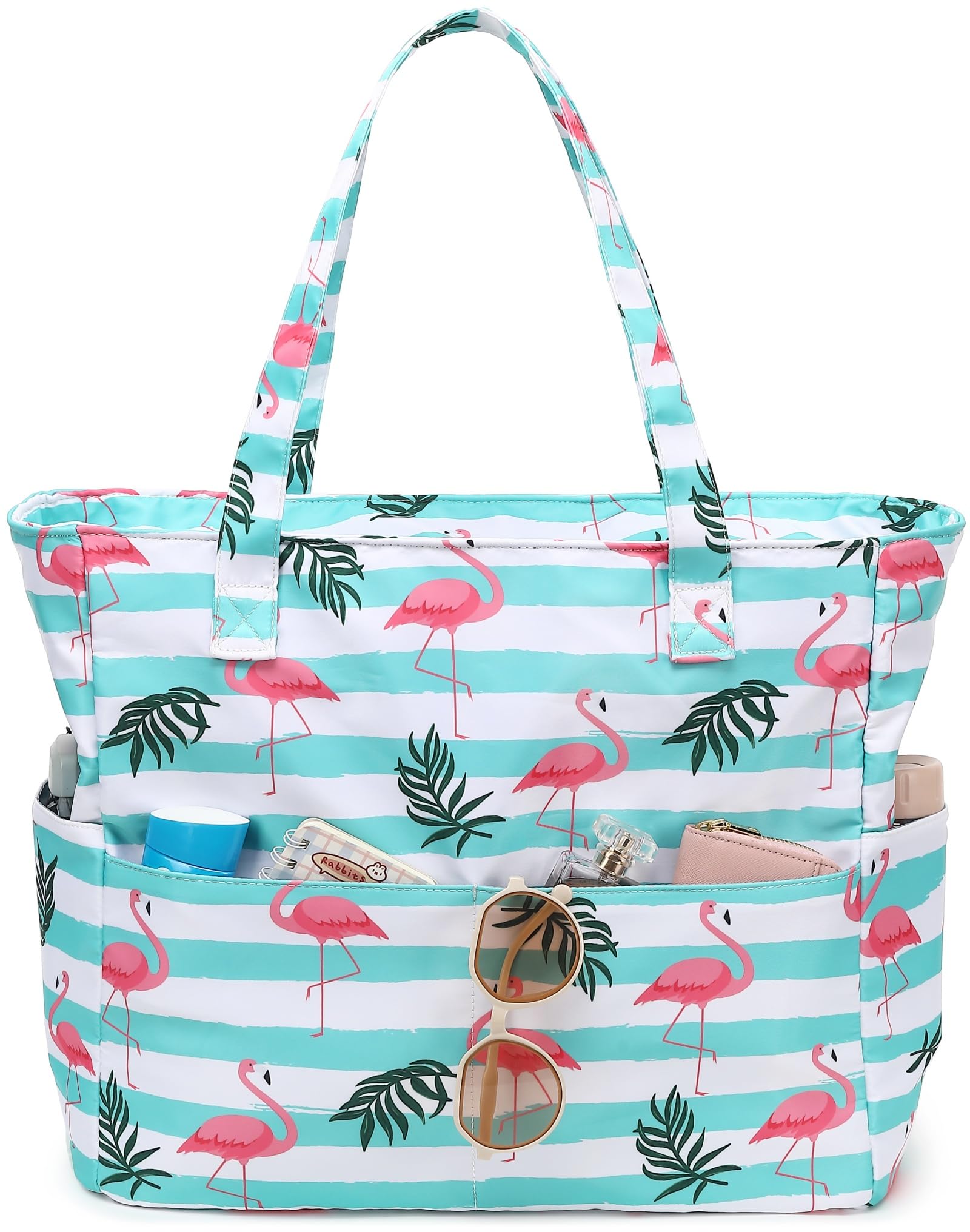 Waterproof & Sandproof Beach Tote Bag for Women - Large Zippered Pool Bag with Wet Pocket - Perfect for Gym, Grocery Shopping, Travel & Beach Outings