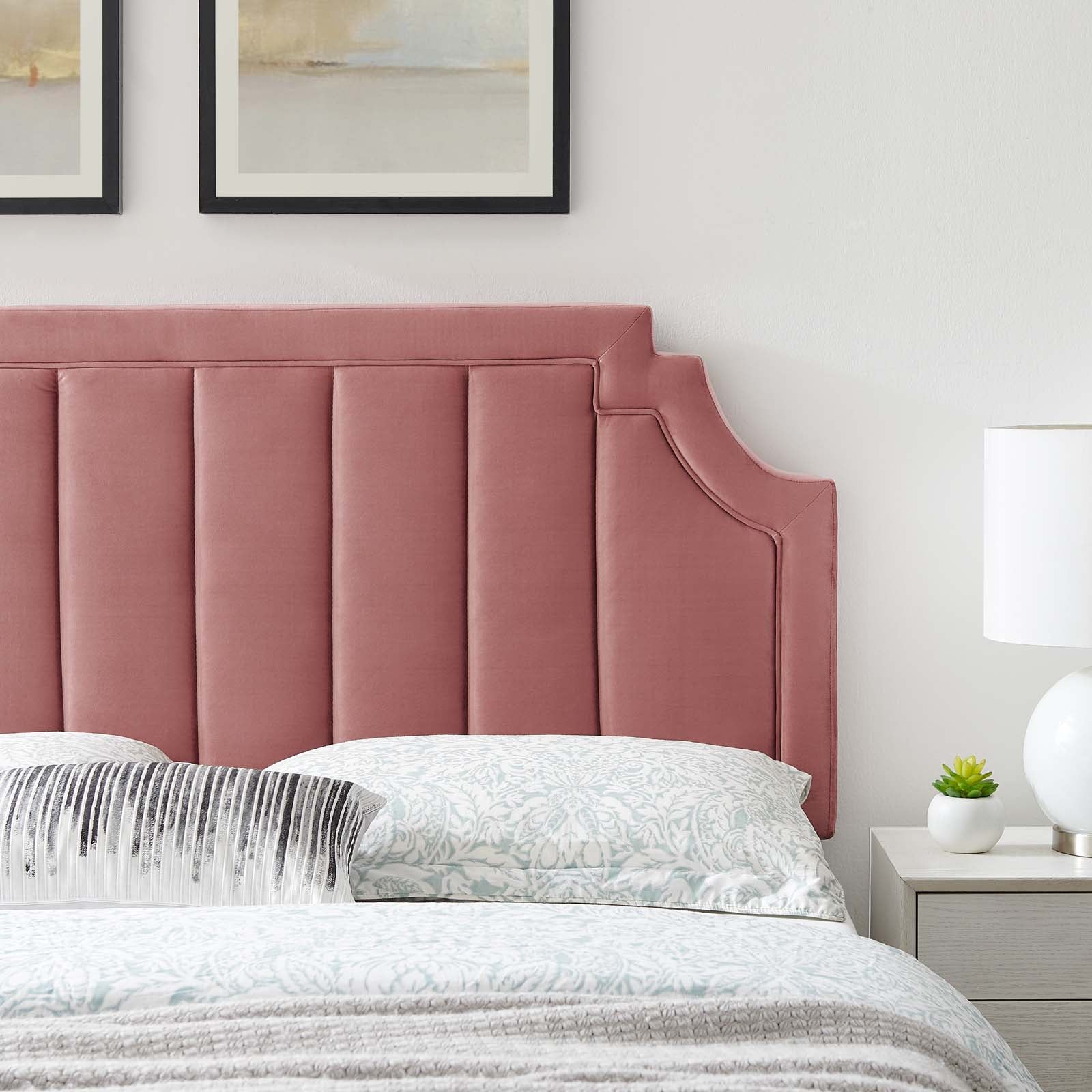 Alyona Channel Tufted Performance Velvet Headboard - Queen Size Upholstered Bed Headboard with Nailhead Trim - Perfect for Bedroom Decor and Luxury Home Styling