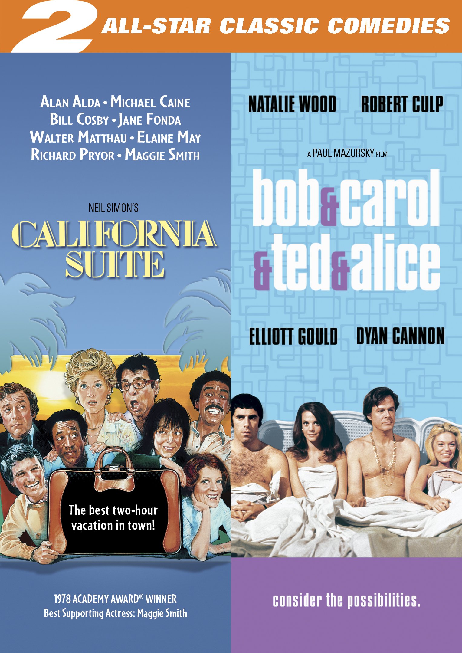 All-Star Classic Comedies Double Feature DVD: California Suite & Bob & Carol & Ted & Alice | Vintage Movie Collection | Perfect for Movie Nights & Comedy Lovers