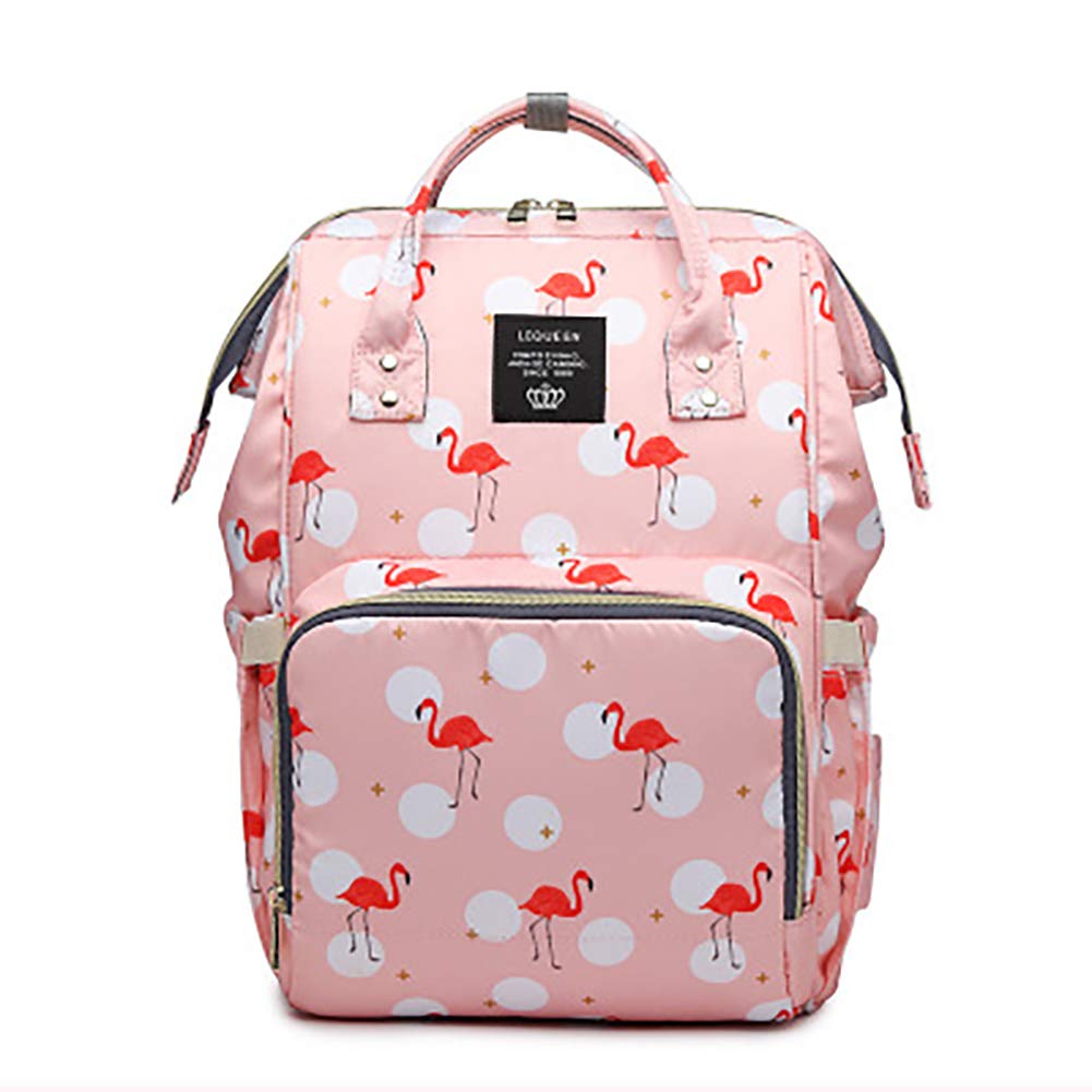 Waterproof Flamingo Diaper Bag for Moms & Dads - Spacious Travel Backpack with Organizer Pockets, Pink Tote Shoulder Bag for Baby Essentials | Perfect for Daycare, Travel & Family Outings