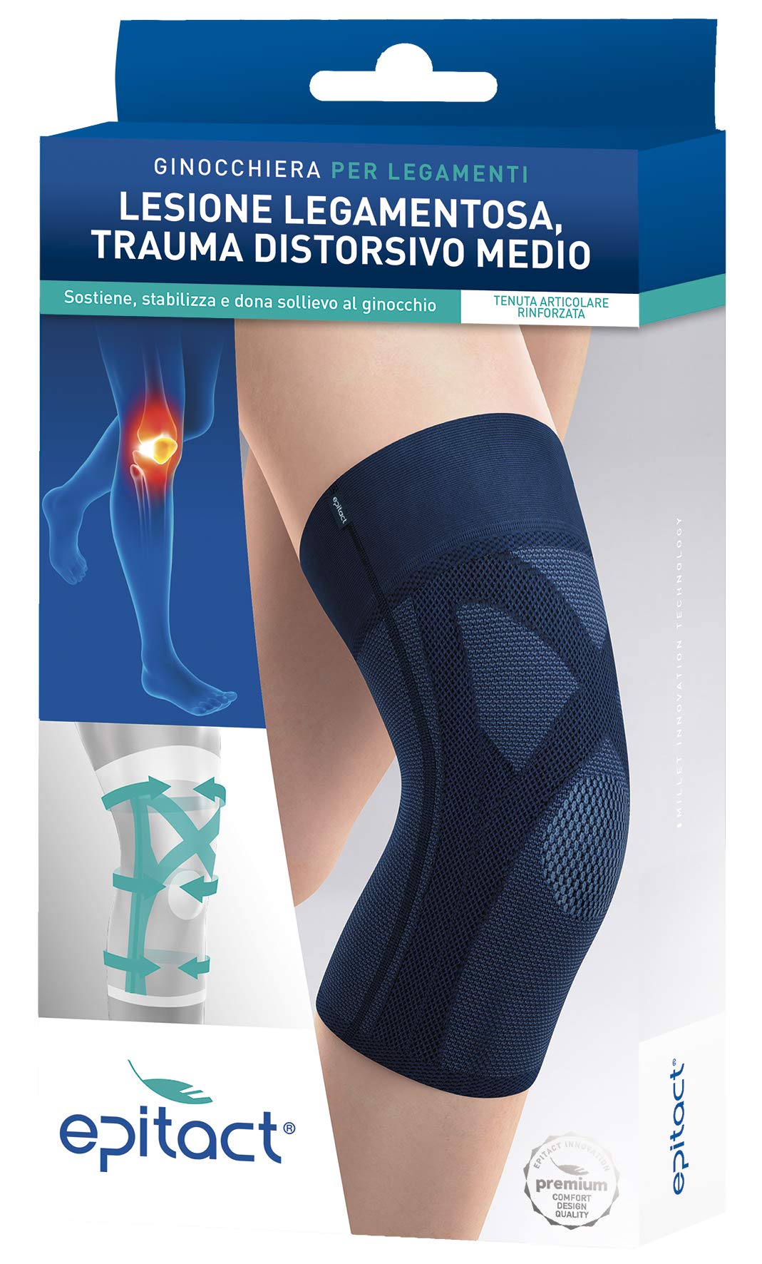 Epitact Pharma Knee Brace for Ligaments Support - Size 5-107g | Adjustable Compression for Joint Pain Relief & Sports Injury Recovery | Ideal for Running, Basketball & Post-Surgery Rehabilitation