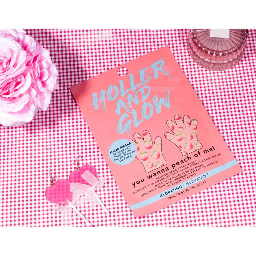 Holler & Glow You Wanna Peach of Me Refreshing Hand Mask - Hydrating & Exfoliating Peach Scented Hand Treatment for Soft Skin | Perfect for Spa Nights, Self-Care Routines & Dry Skin Relief