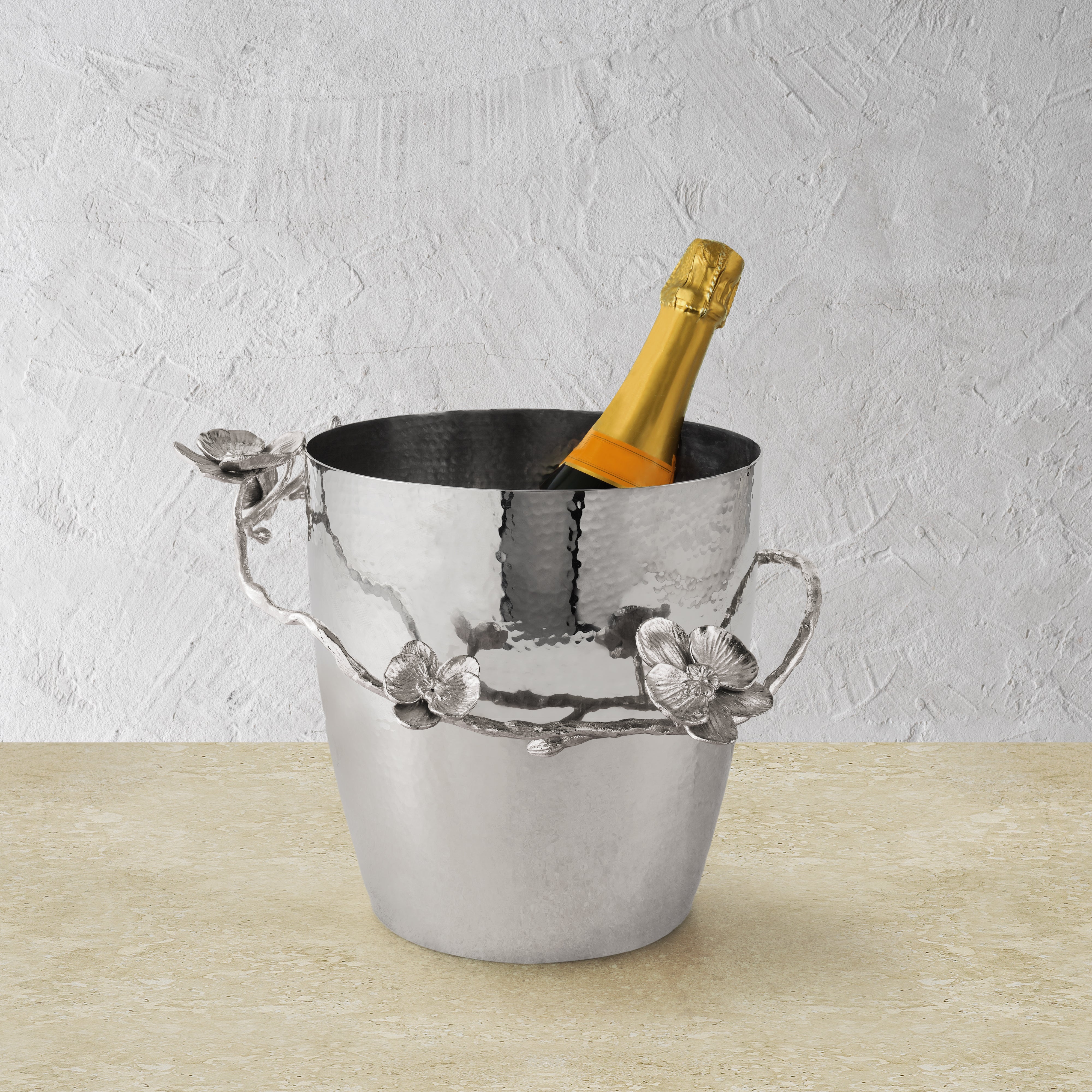 White Orchid Champagne Bucket - Elegant Ice Bucket for Wine & Champagne - Perfect for Weddings, Parties & Romantic Dinners