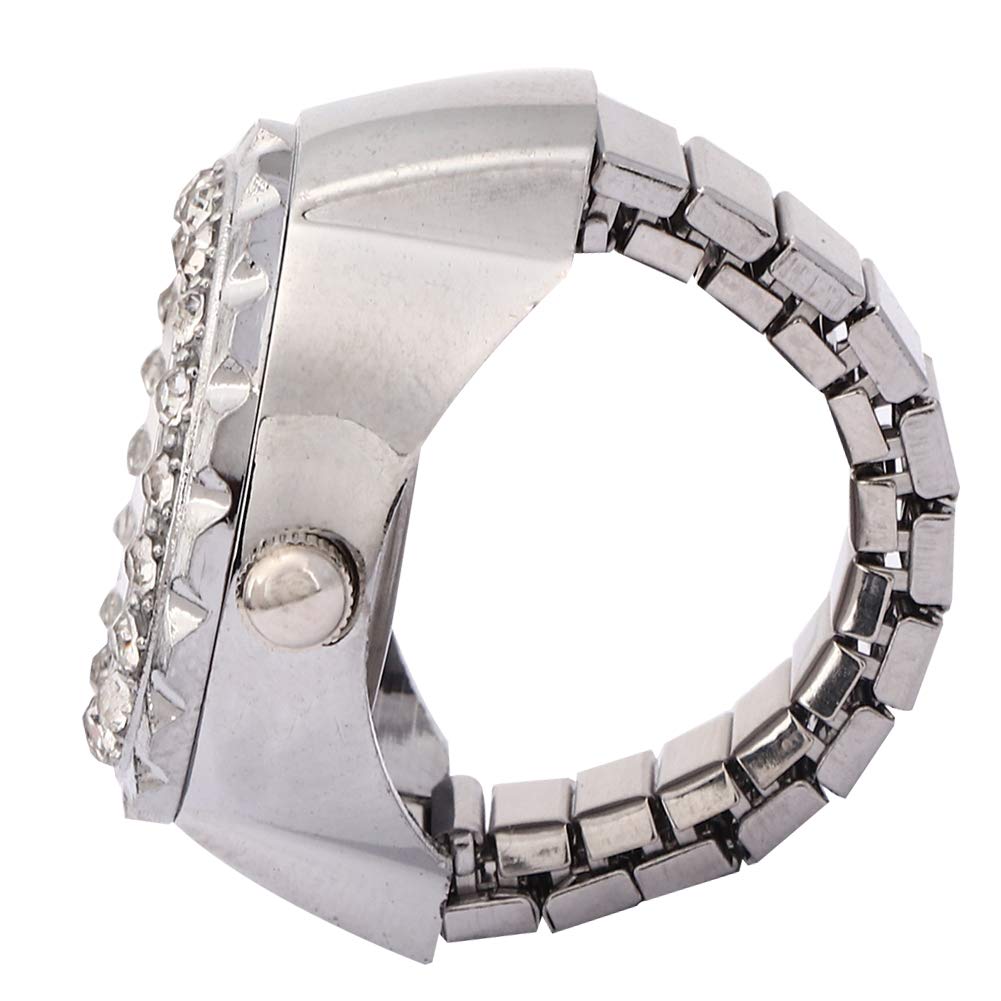 Elegant Silver Quartz Ring Watch for Women - Alloy Decor Shining Fashion Watch - Perfect Gift for Birthdays, Valentine's Day & Special Occasions | Stylish Accessory for Parties, Dates & Everyday Wear