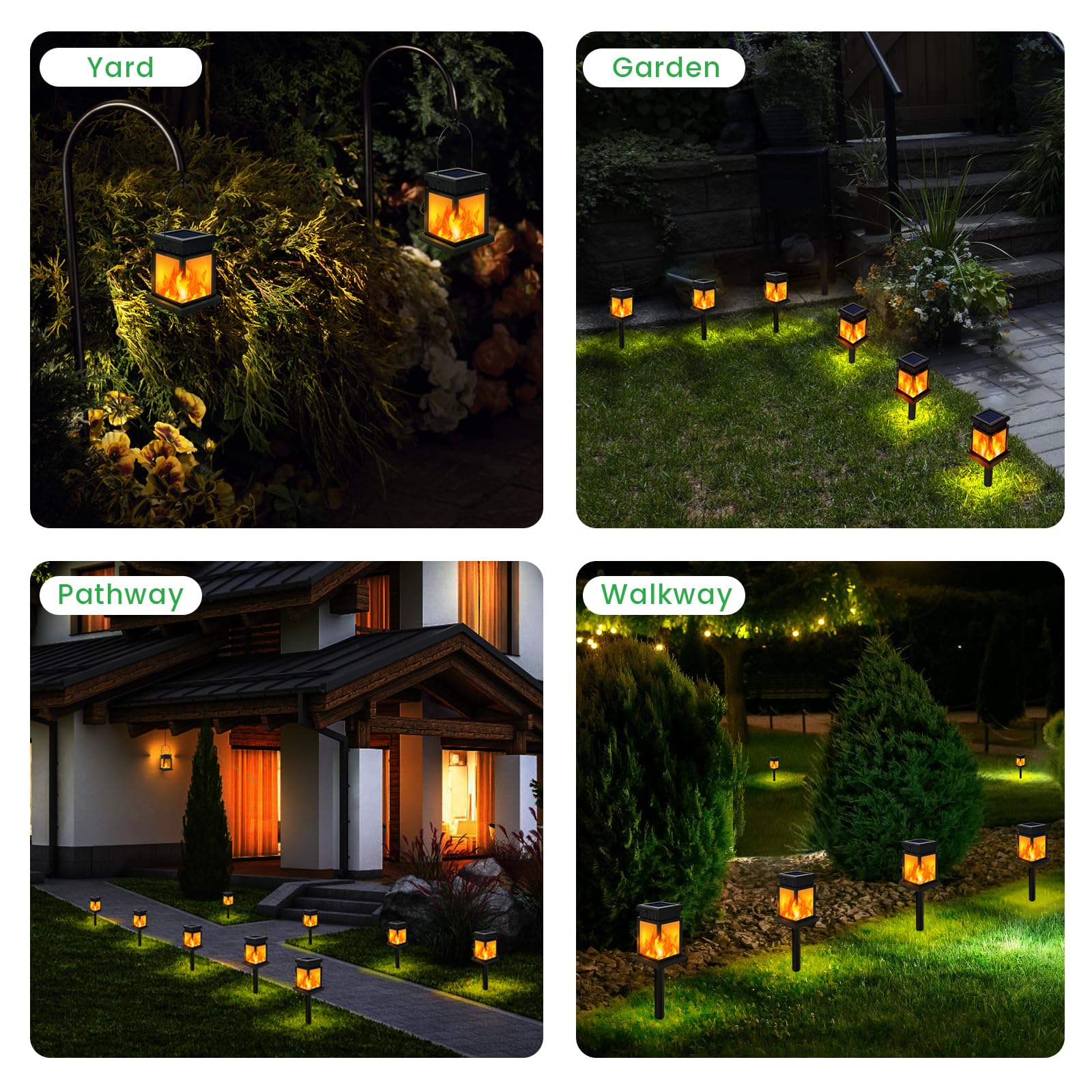 2 Pack Solar Hanging Lanterns - Waterproof Outdoor Flickering Flame Lights for Garden, Patio, Yard, Deck & Camping | Perfect for Landscape Lighting, Tent Ambiance & Umbrella Decor