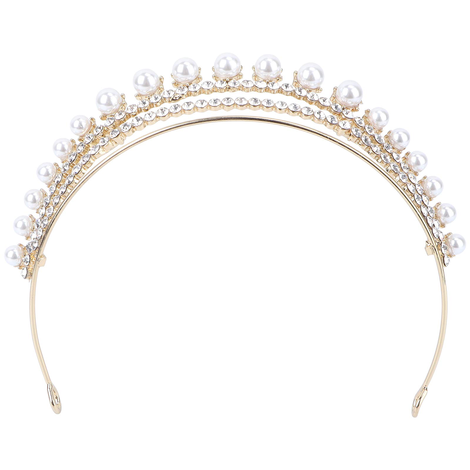 Crystal Rhinestone Headband with Pearls - Wedding Tiara for Brides & Princesses