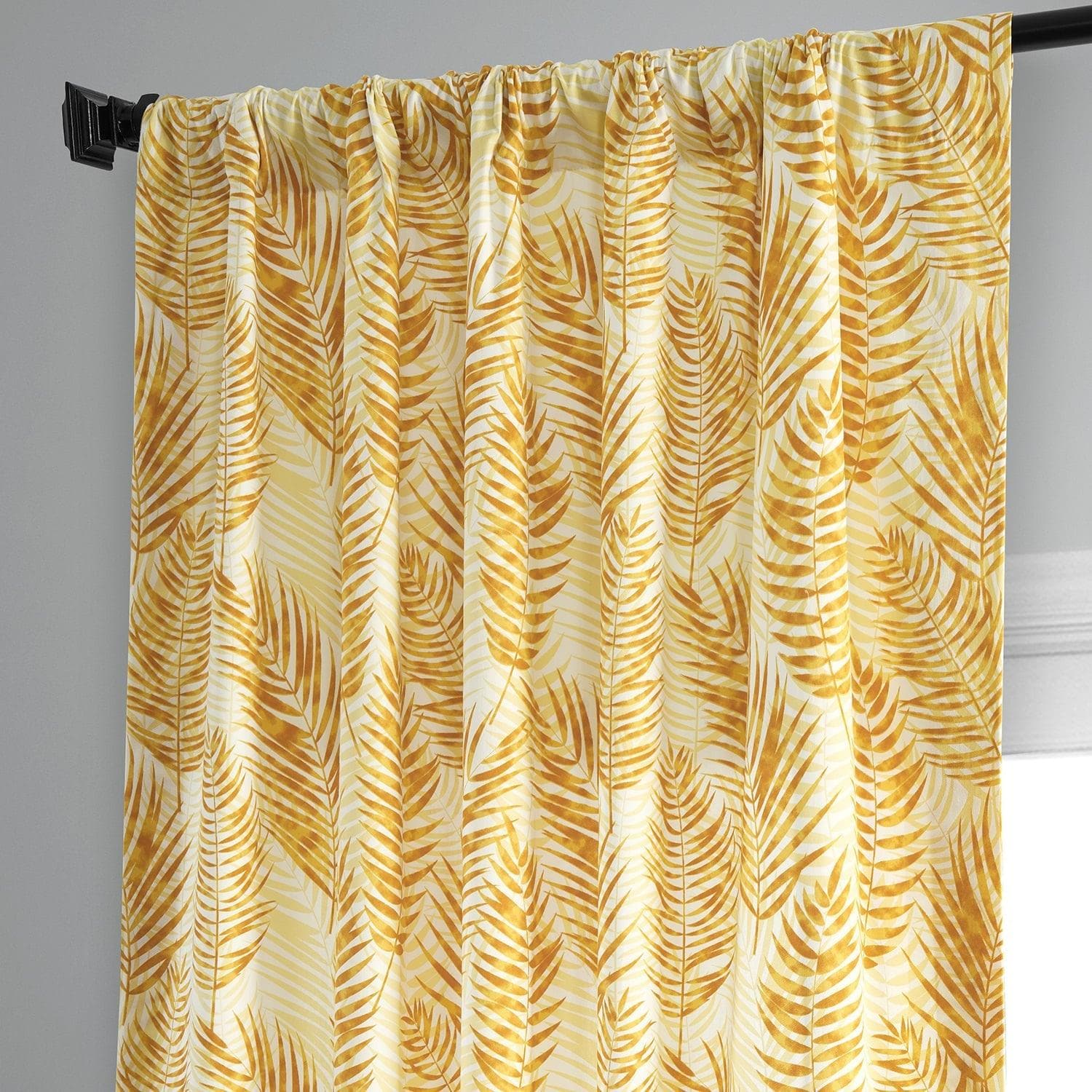 Eternal Gold Floral Printed Blackout Curtains - Kupala 100% Cotton Room Darkening Drapes for Bedroom & Living Room - Elegant Home Decor & Light Blocking Window Treatments