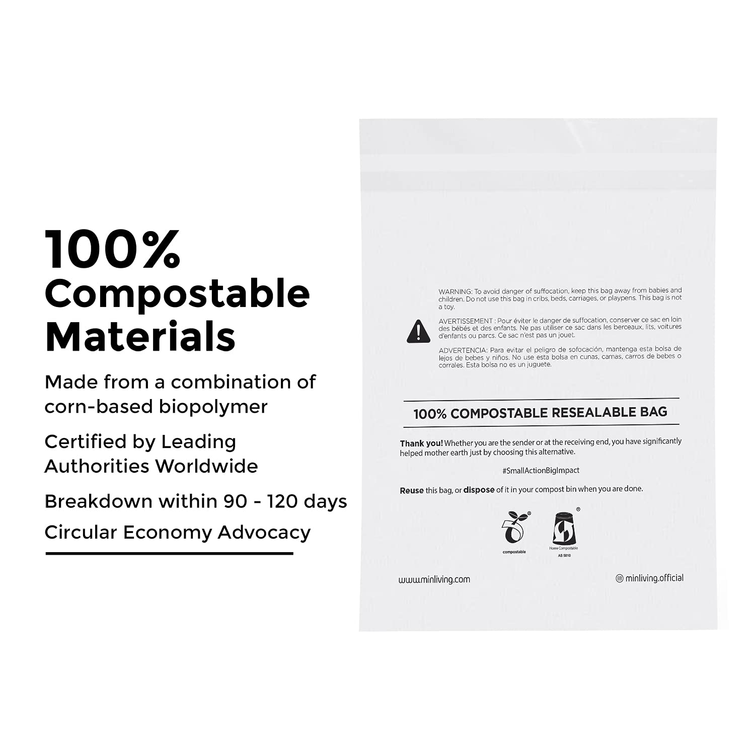 Eco-Friendly Plant-Based Cello Bags - 85 Count Biodegradable & Compostable Storage Bags with Resealable Closure, 6x9 Inch Small Size for Clothes, Snacks & Cosmetics | Perfect for Travel, Gift Wrapping & Zero-Waste Lifestyle