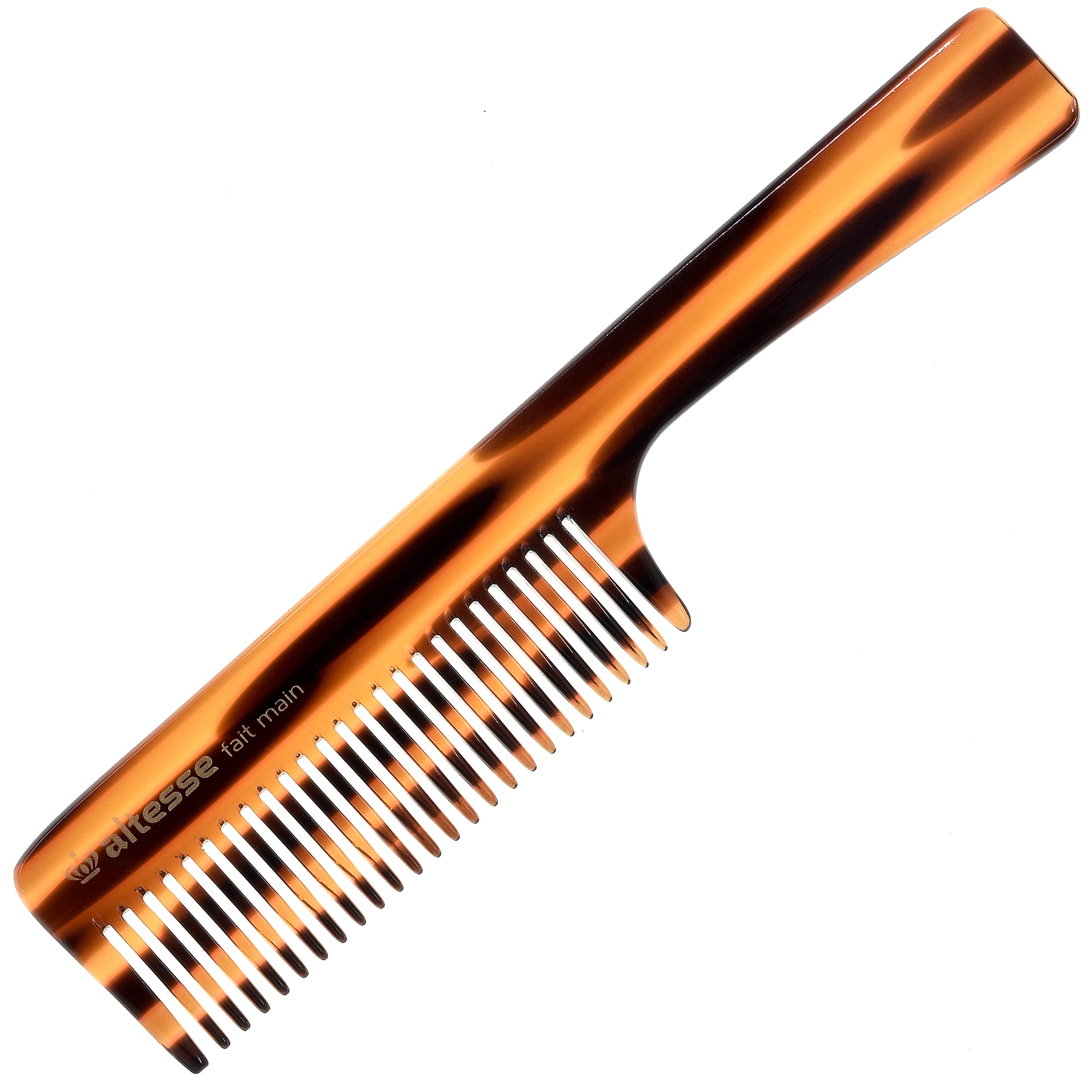 Altesse 11061 Wide Tooth Comb for Women - Detangler & Curl Defining Hair Comb with Comfortable Handle, All Acetate Teeth, Handmade in France - Perfect for Wet Hair, Thick Curly Hair & Gentle Detangling