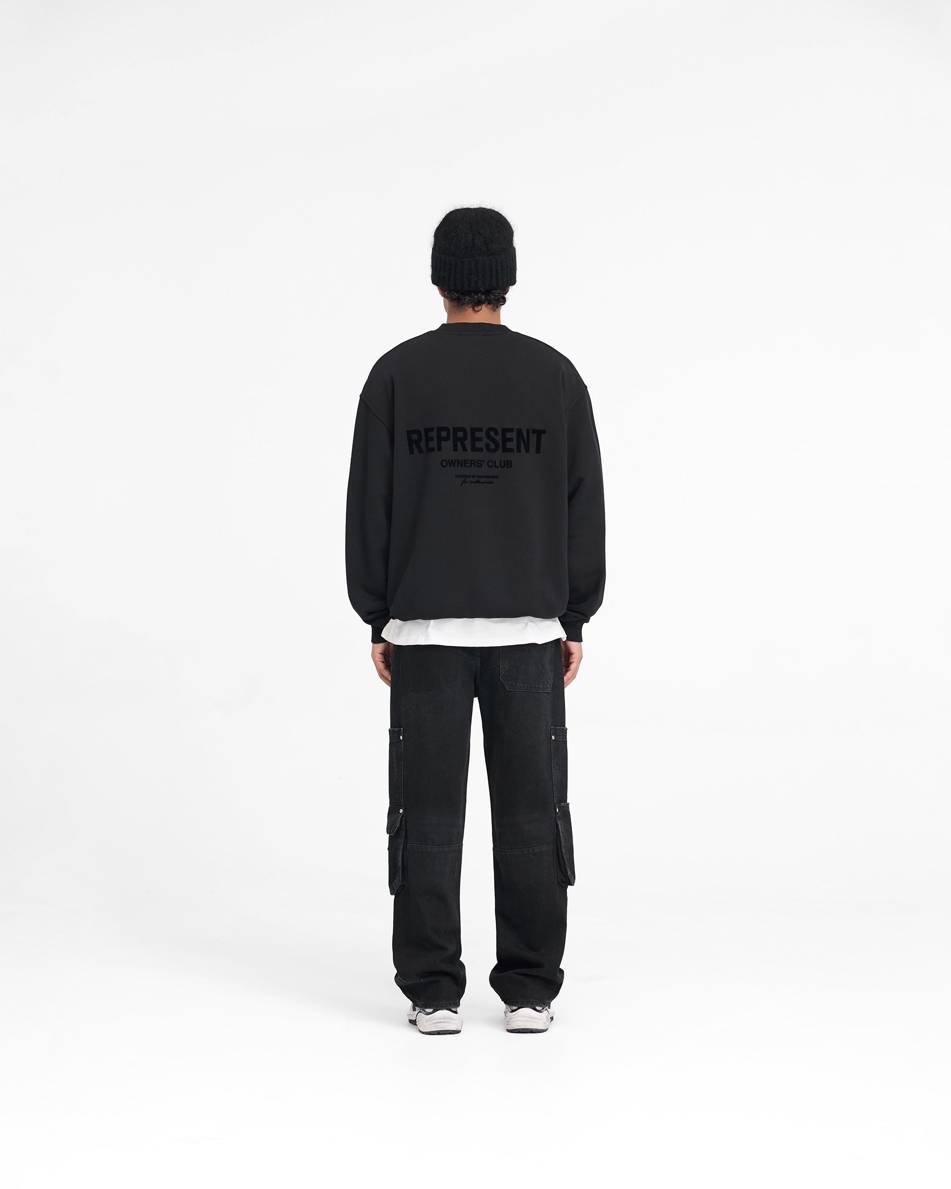 Represent Owners Club Flocked Sweater - Premium Black Knit Pullover for Men | Streetwear Fashion & Casual Outfits