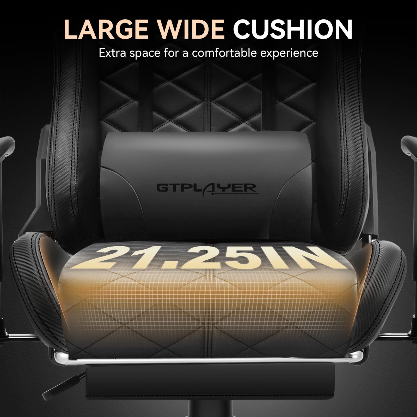 GTPLAYER Ergonomic Gaming Chair with Bluetooth Speakers - High Back Office Computer Desk Chair with Lumbar Support & Footrest - 330LBS Weight Capacity (Black) - Perfect for PC Gaming, Home Office & Streaming Setup
