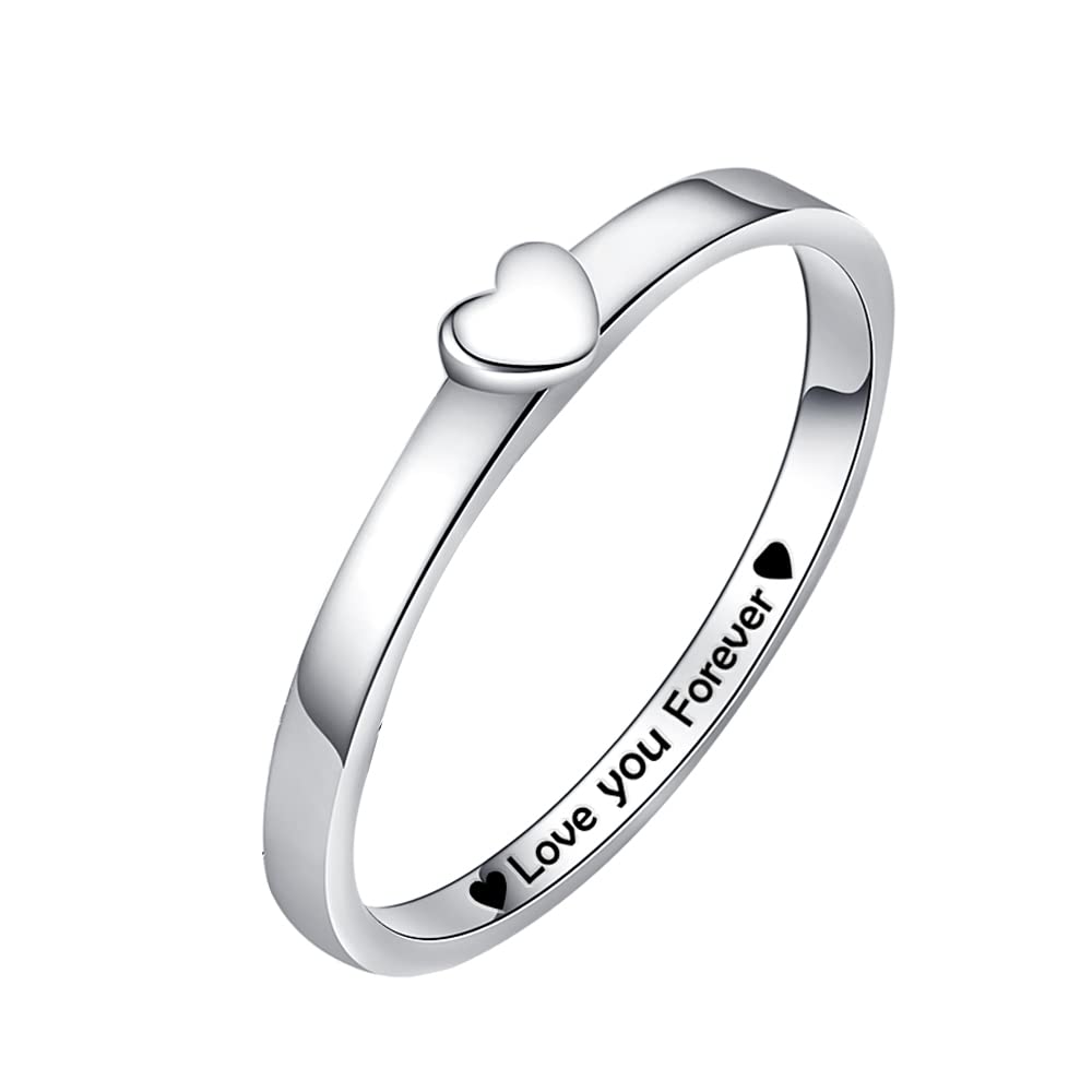 Personalized 925 Sterling Silver Couple Rings - Matching Heart Promise Rings for Him & Her, Custom Engagement Wedding Band Sets | Perfect for Anniversaries, Proposals & Romantic Gifts