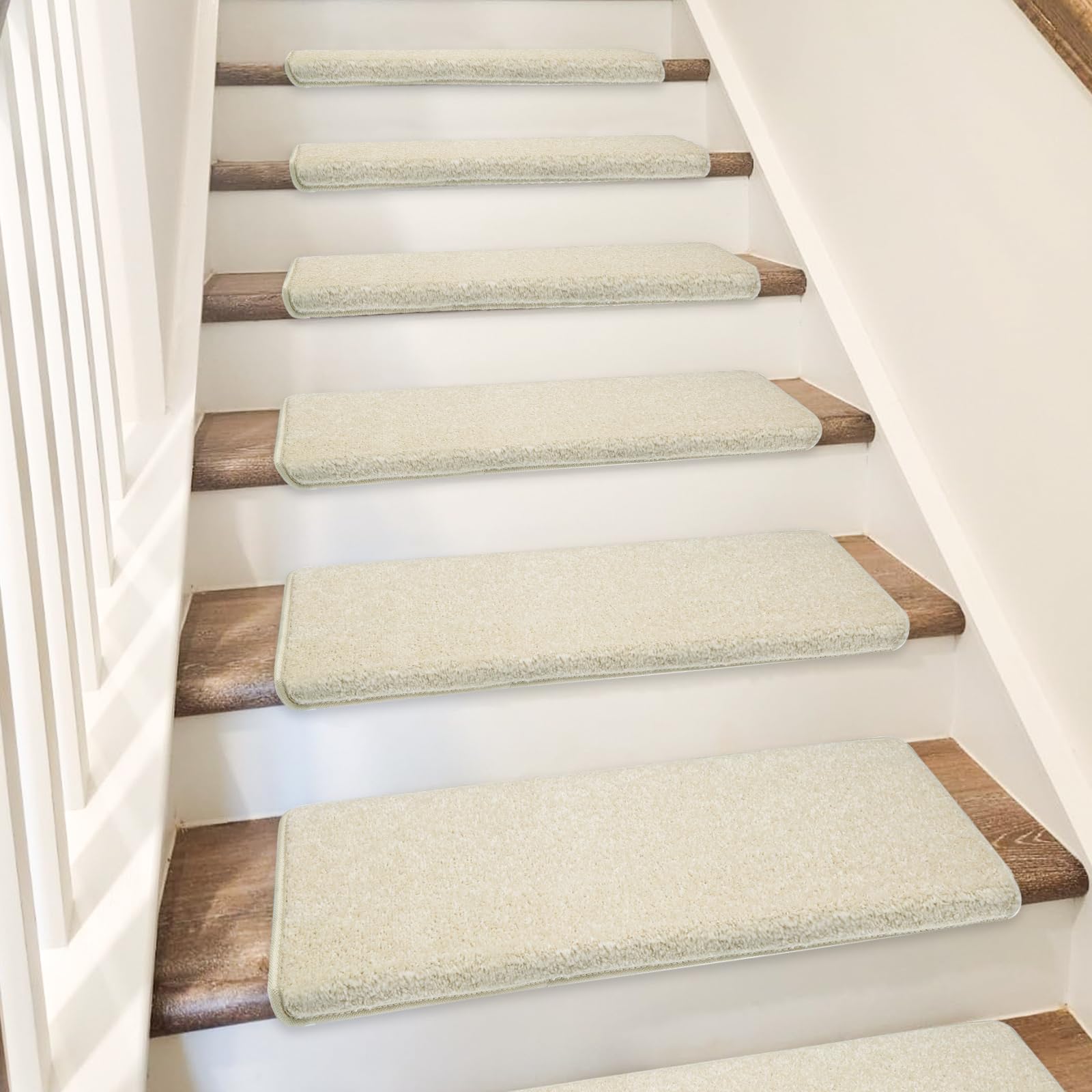 PURE ERA Bullnose Carpet Stair Treads Set - 14-Piece Non-Slip Stair Protectors (9.5