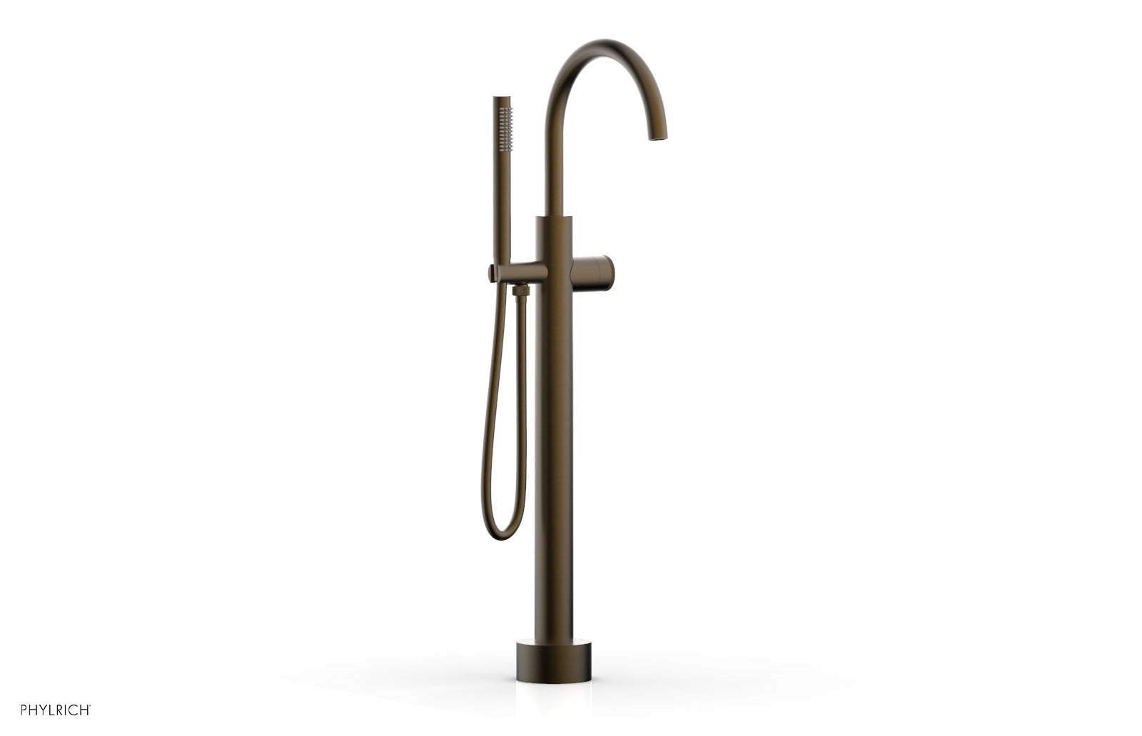 BASIC II Low Floor Mount Tub Filler with Knurled Handle and Hand Shower - Model 230 44 03 - Perfect for Modern Bathrooms and Spa-Like Showers