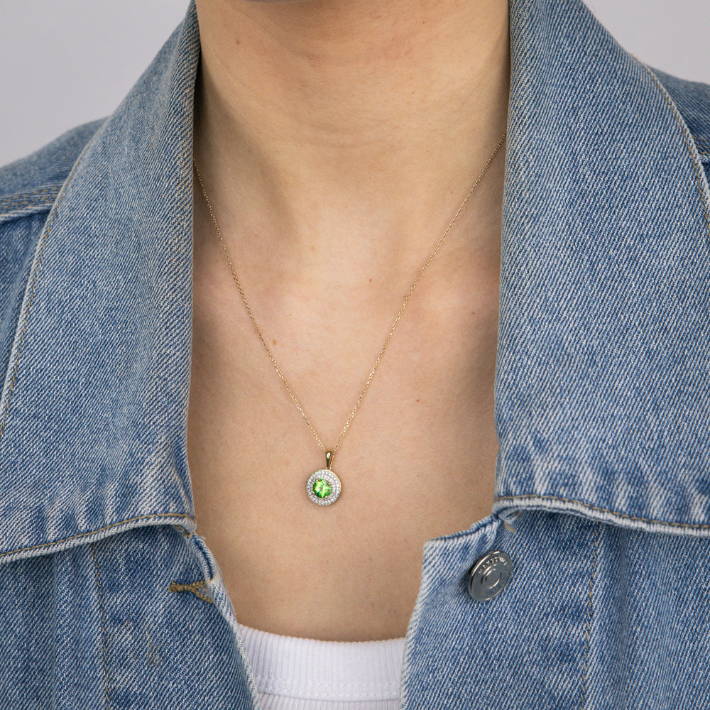 0.87 Carat Peridot & Diamond Pendant Necklace with 45cm 9K Yellow Gold Chain - Elegant Jewelry Gift for Women, Perfect for Birthdays, Anniversaries & Special Occasions