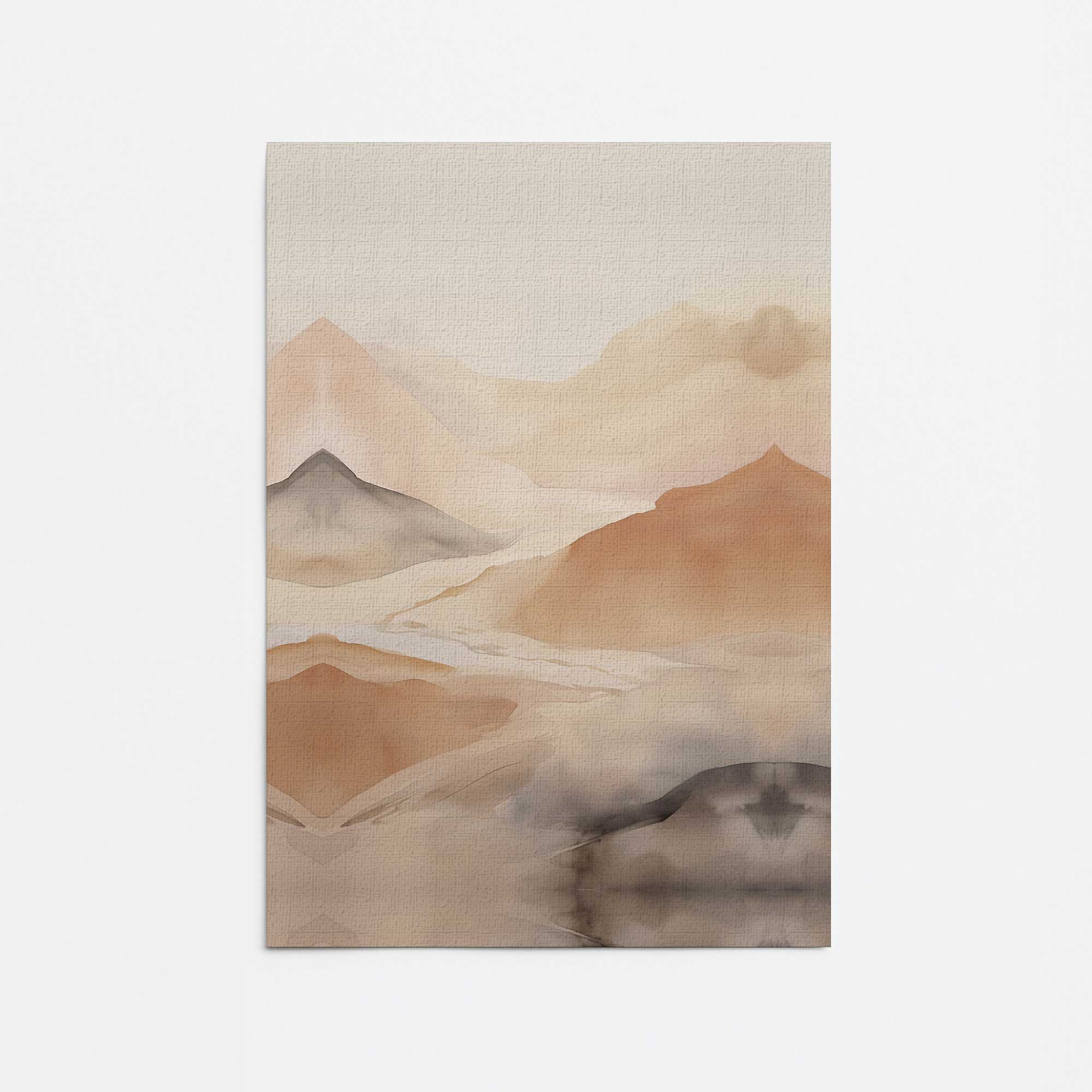 Grey Skies and Copper Peaks Canvas Wall Art Print - Modern Landscape Painting for Living Room, Bedroom & Office Decor