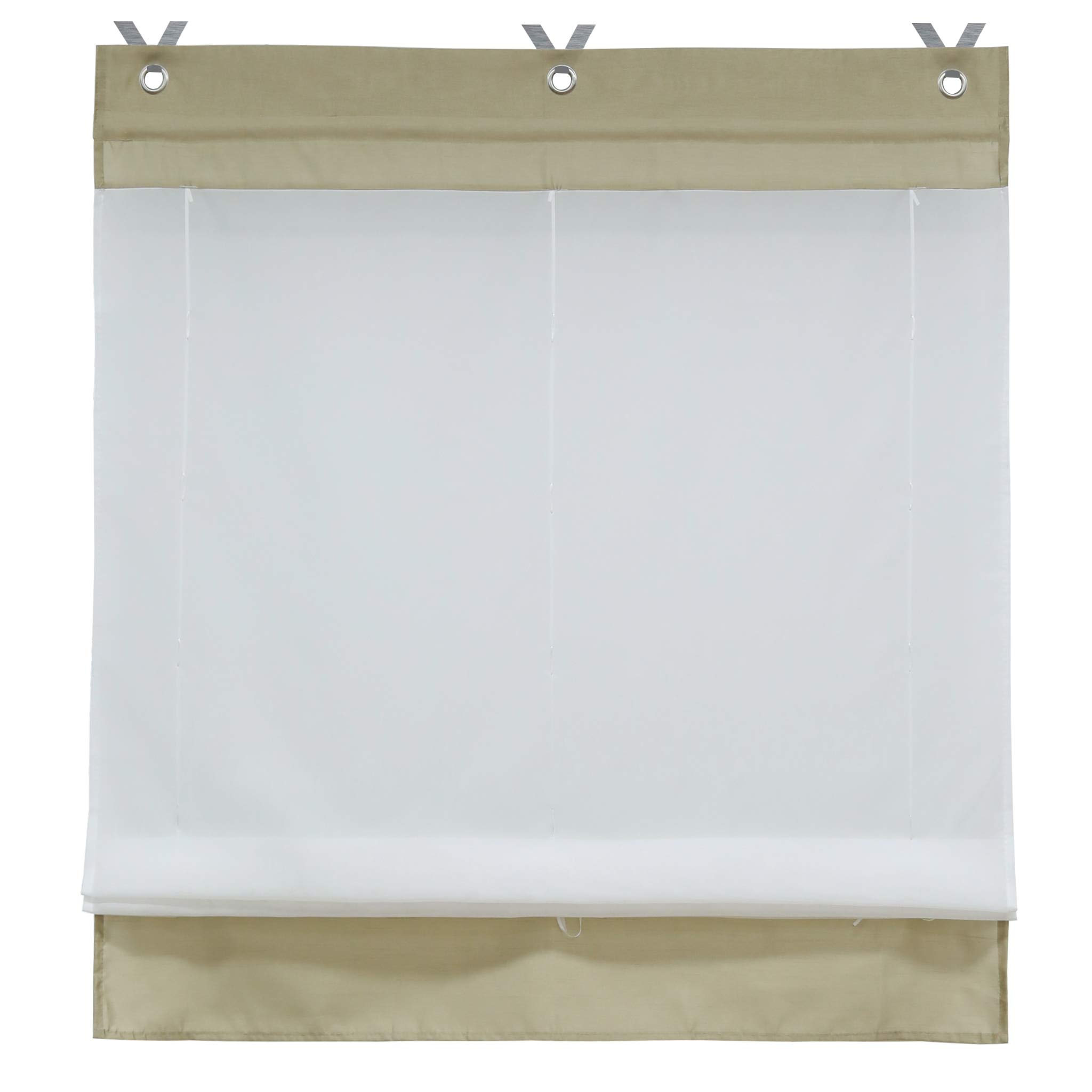 Voile Window Curtain V-Hook Roman Shades - Light Filtering Kitchen, Bedroom & Bathroom Drapes - Liftable Brown Sheer Panel (23x61 Inches) - Perfect for Privacy & Soft Natural Light in Living Spaces